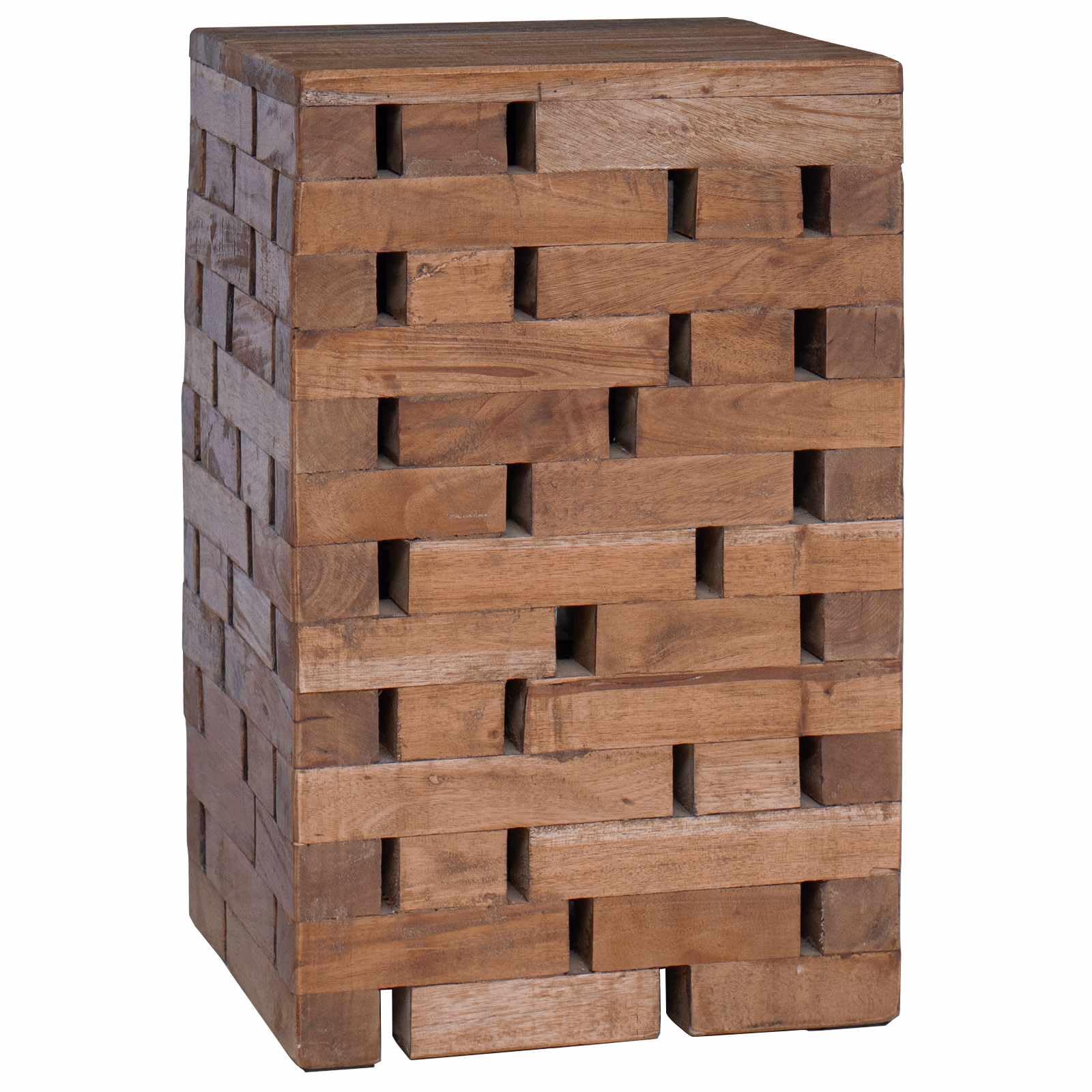 vidaXL Taburete Natural 29 x 29 x 48 cm Madera Maciza recuperada