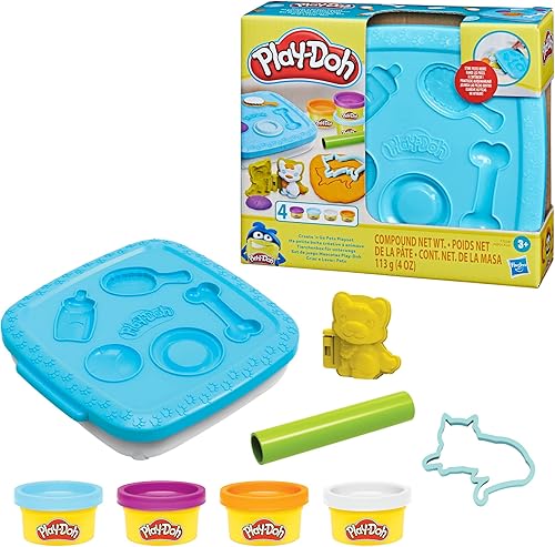 Miniatura 2 de Play-Doh Create 'n Go - Juego de mascotas, 4 colores y contenedor de almacenamiento, juegos de juguetes de animales, rellenos de cestas de Pascua,