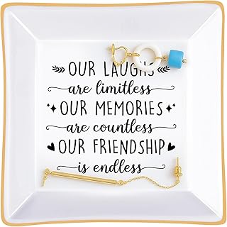 PUDDING CABIN Best Friend Birthday Gifts for Women Friendship is Endless Jewelry Dish for Women Rings Earrings, Unique Gifts for Woman Female Friend Birthday Christmas Mothers Day Gift