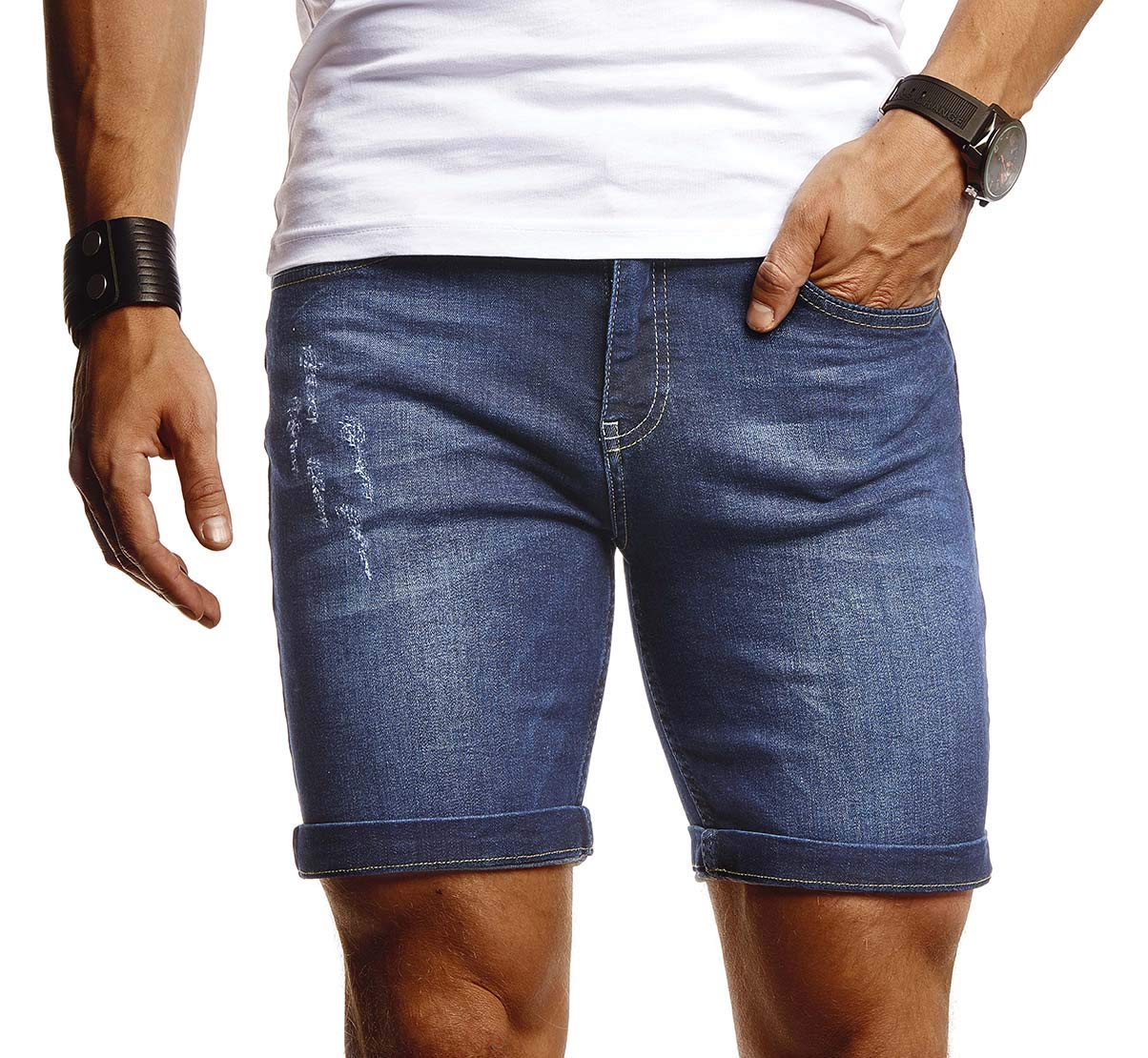 Leif Nelson LN1397 Men's Denim Shorts