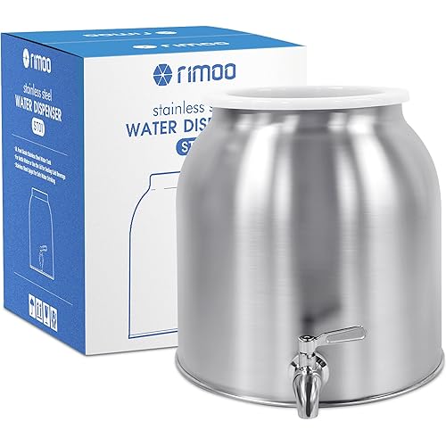 Stainless Steel Water Dispenser, 2.5 Gallon Drink Dispenser with 18/8 Stainless Steel Spigot & Airtight Lid, Water Cooler Dispenser Countertop for 3-5 Gallon Bottle, Water Crock for Parties Home