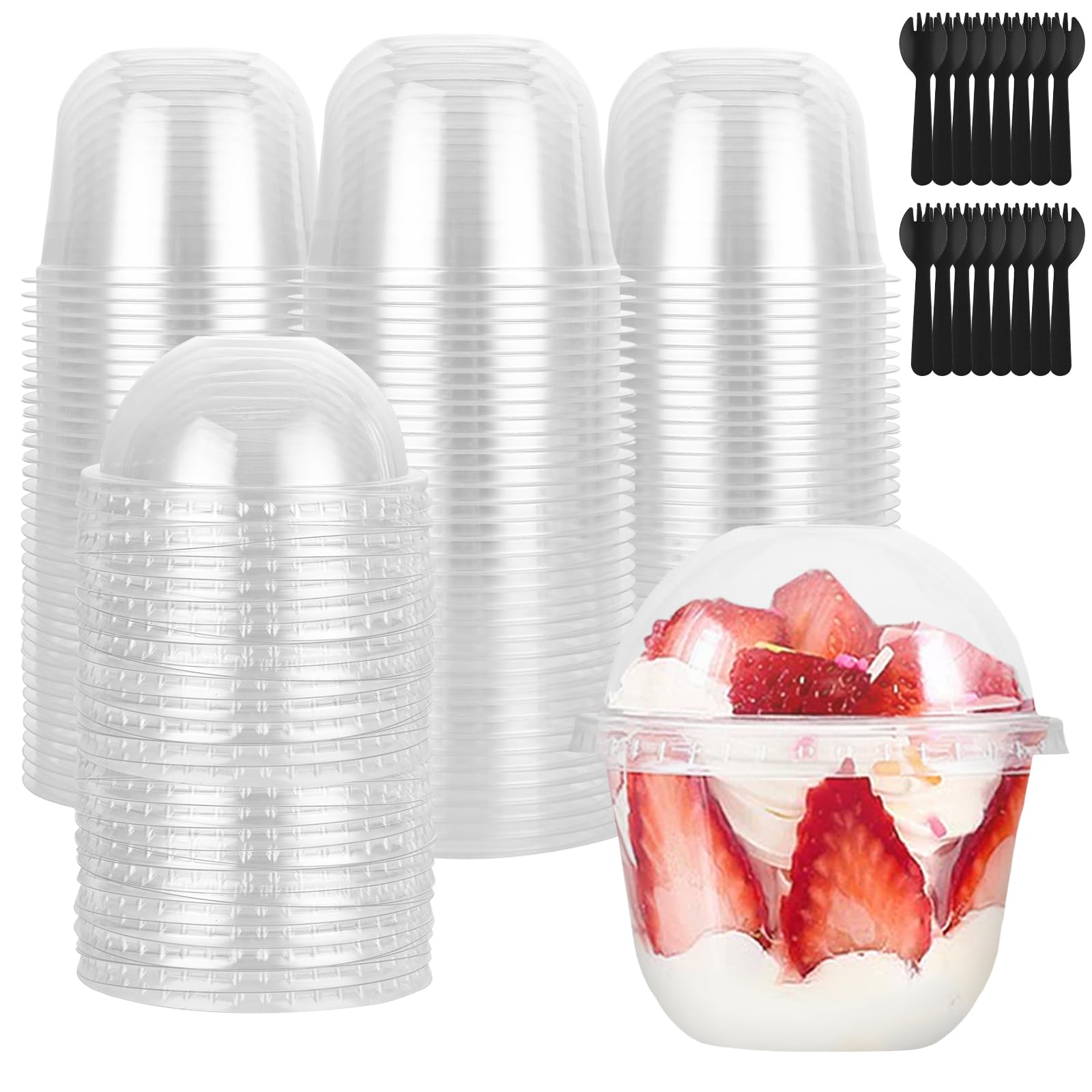 STARVAST 100 tazze da dessert con coperchio a cupola, 250 ml, tazze da