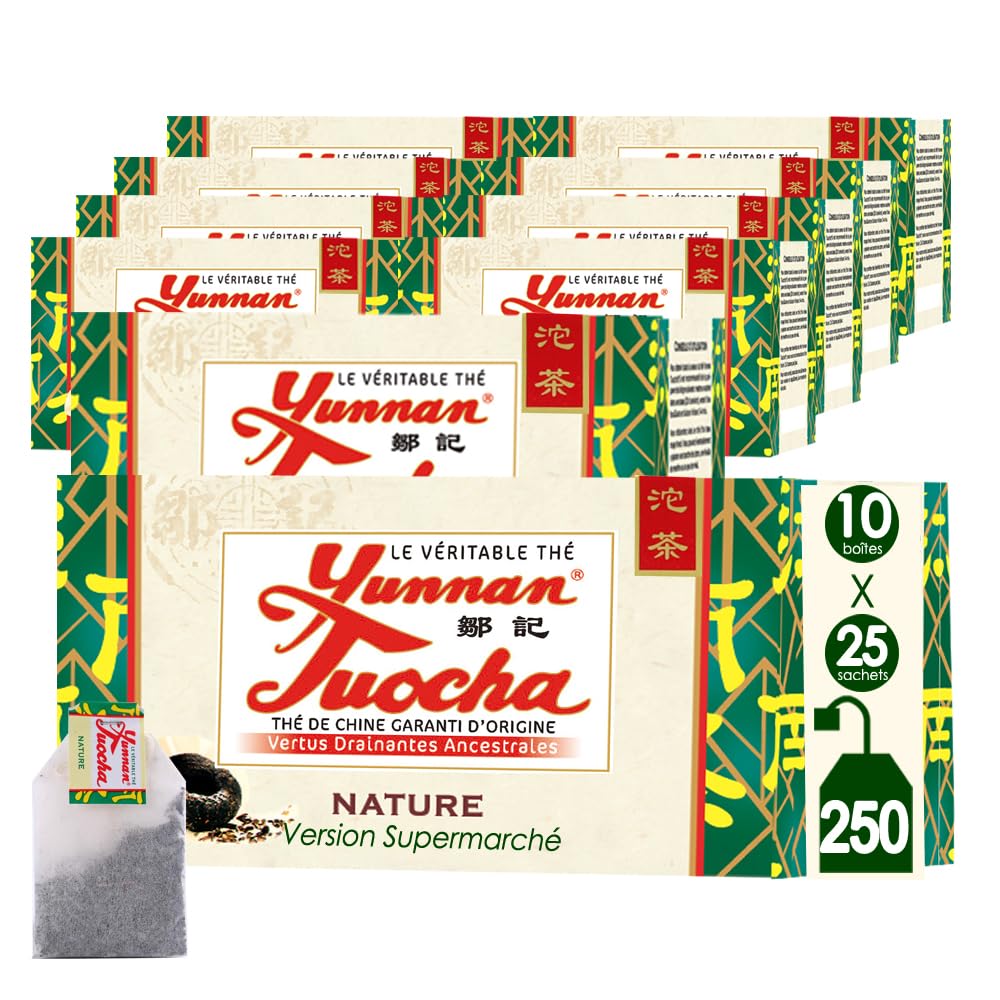 Yunnan tuocha Zouji Nature tuocha Organiczna herbata - 250 saszetek (zestaw 10 x 25 saszetek) - 500 g - oryginalna Yunnan (wersja w supermarkecie)