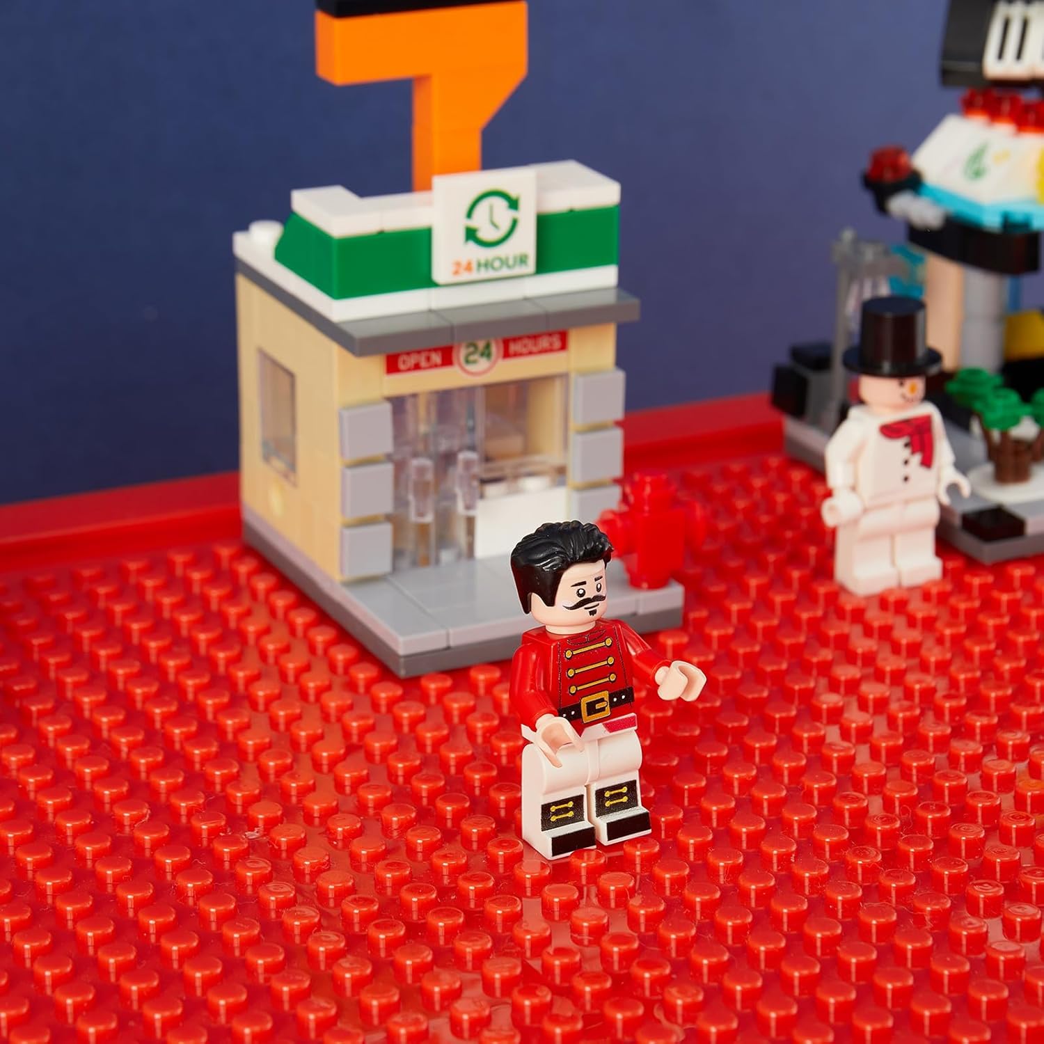 Toys Storage Organizer Box for Lego, Toy Box with Building Plate Lid and Removable Tray, Building Block Storage, Stackable Plastic Organizer Bins (Red+Blue-2Packs)