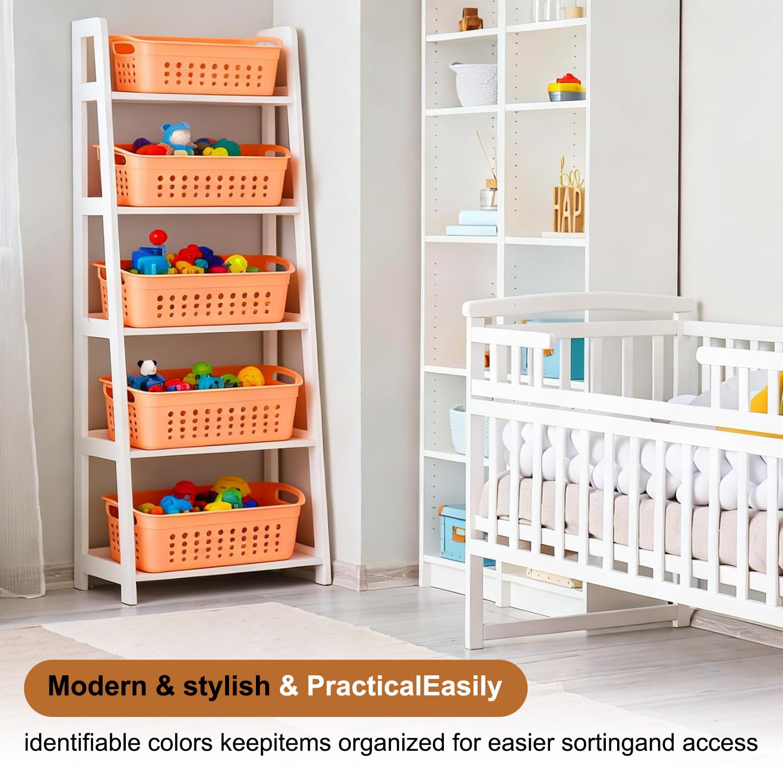 QUARKZMAN 2Pack Cestas De Almacenamiento De Plástico Para Despensa, 15.55x7.87x7.6" Contenedor Organizador Apilable Con Asas Bins De Organización Para Estantes Baños Dormitorios Armario