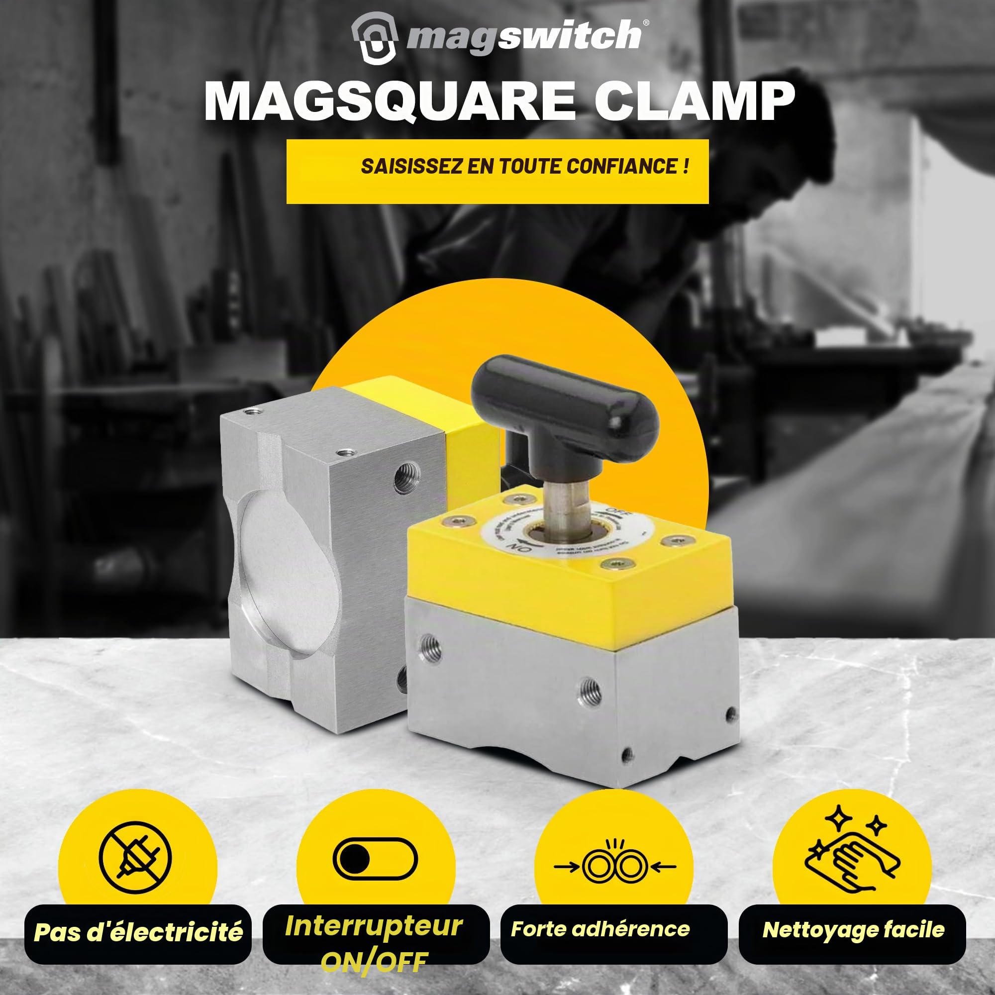 Magswitch MagSquare 165 on/off magnétique Interrupteur marche avec 150 lb/68 kg Capacité