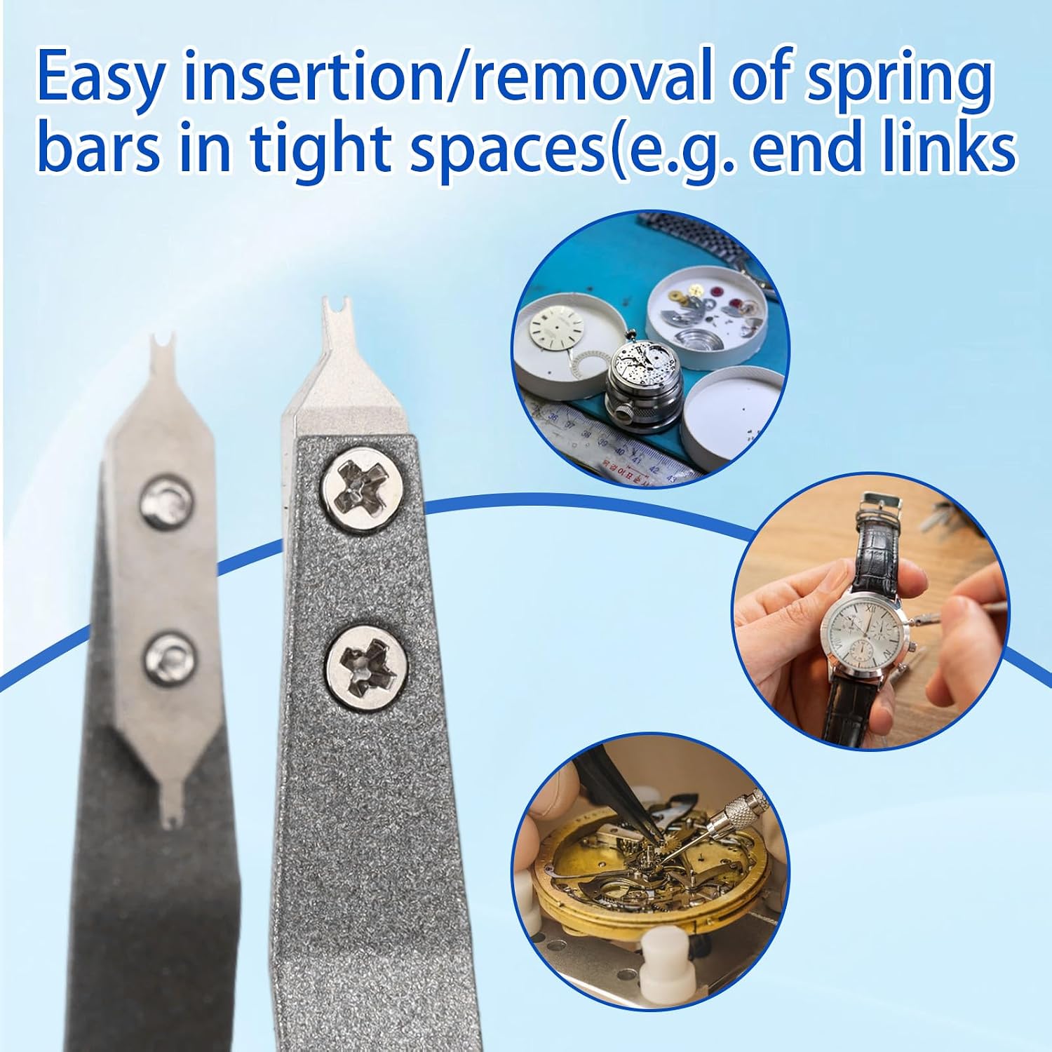 V Shape Watch Spring Bar Tweezers, Aluminum Alloy Watch Strap Removal Tool
