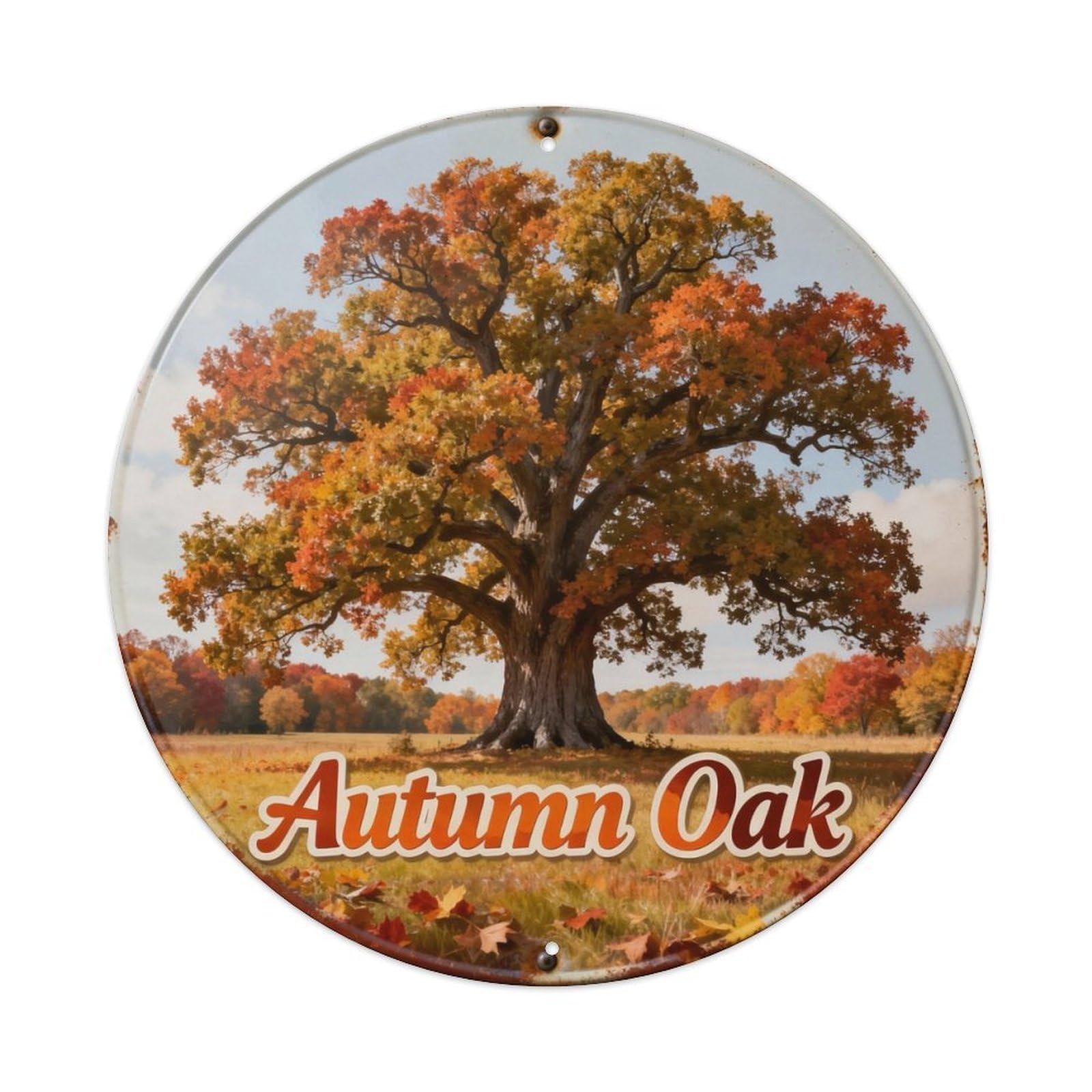 Autumn Oak Metal Tin Sign Plaque