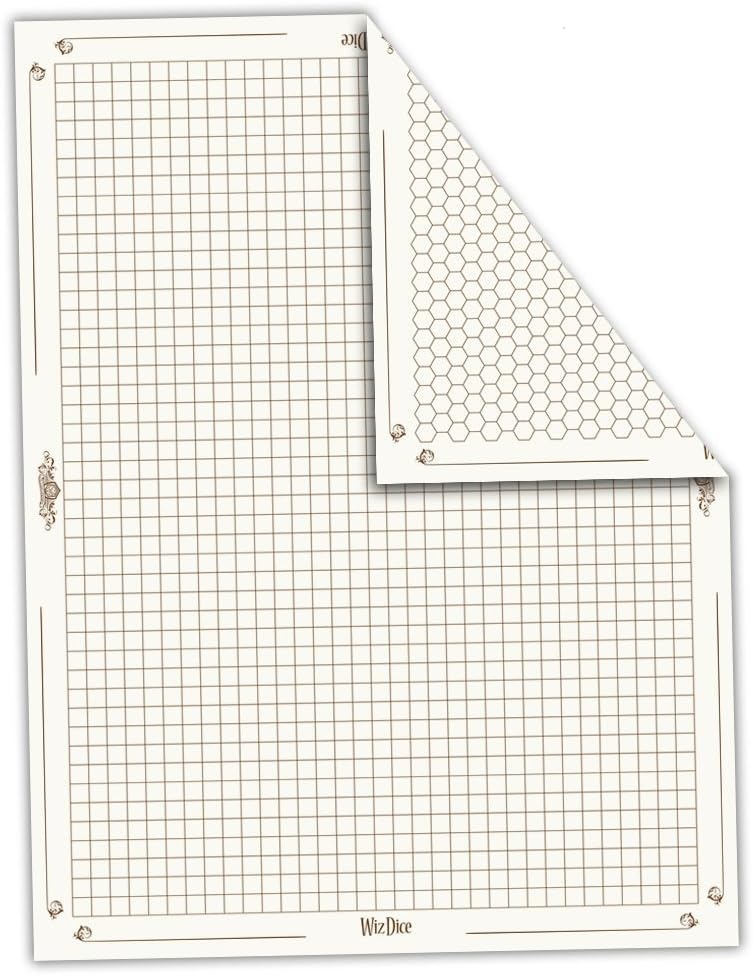 Wiz Dice 48" x 36" Reversible Vinyl Gaming Mat | Role Playing Games Grand Campaigner | 1 Squares & Hexes for Tabletop RPG Gaming Miniatures
