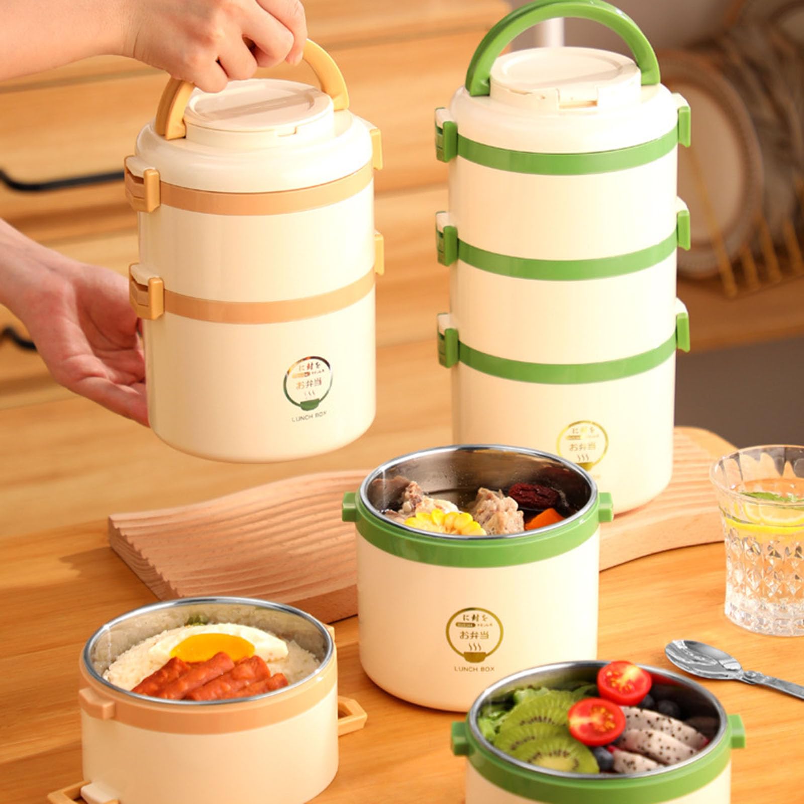 Einzigartige 304 Edelstahl-Lunchbox, auslaufsicher, Silikondichtung, Thermobehälter für Arbeit, Picknick, Mittagessen für die Schule