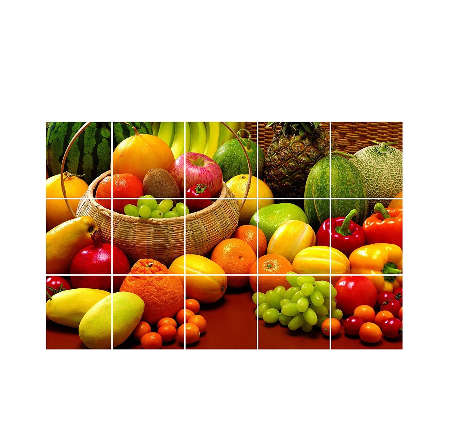 Kaushiki Collection Waterproof Kitchen Veg and Fresh Fruits Wallpaper/Wall Sticker Multicolour - Kitchen Wall Coverings Area (60Cm X 91Cm)-image-15
