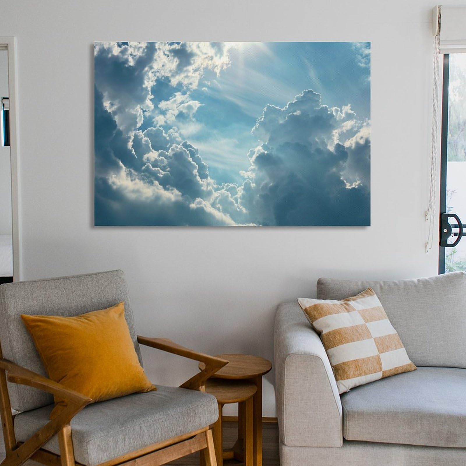 Amazon.co.jp: 絵画 青い空と白い雲インテリア 絵画 魅力的な色の空