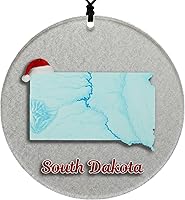 Vista 131 de Vermont Christmas Ornament - Winter Theme Featuring Snow, State Terrain Map and Santa Cap - 2025 Hanging Acrylic Disc Decoration For Tree - Unique