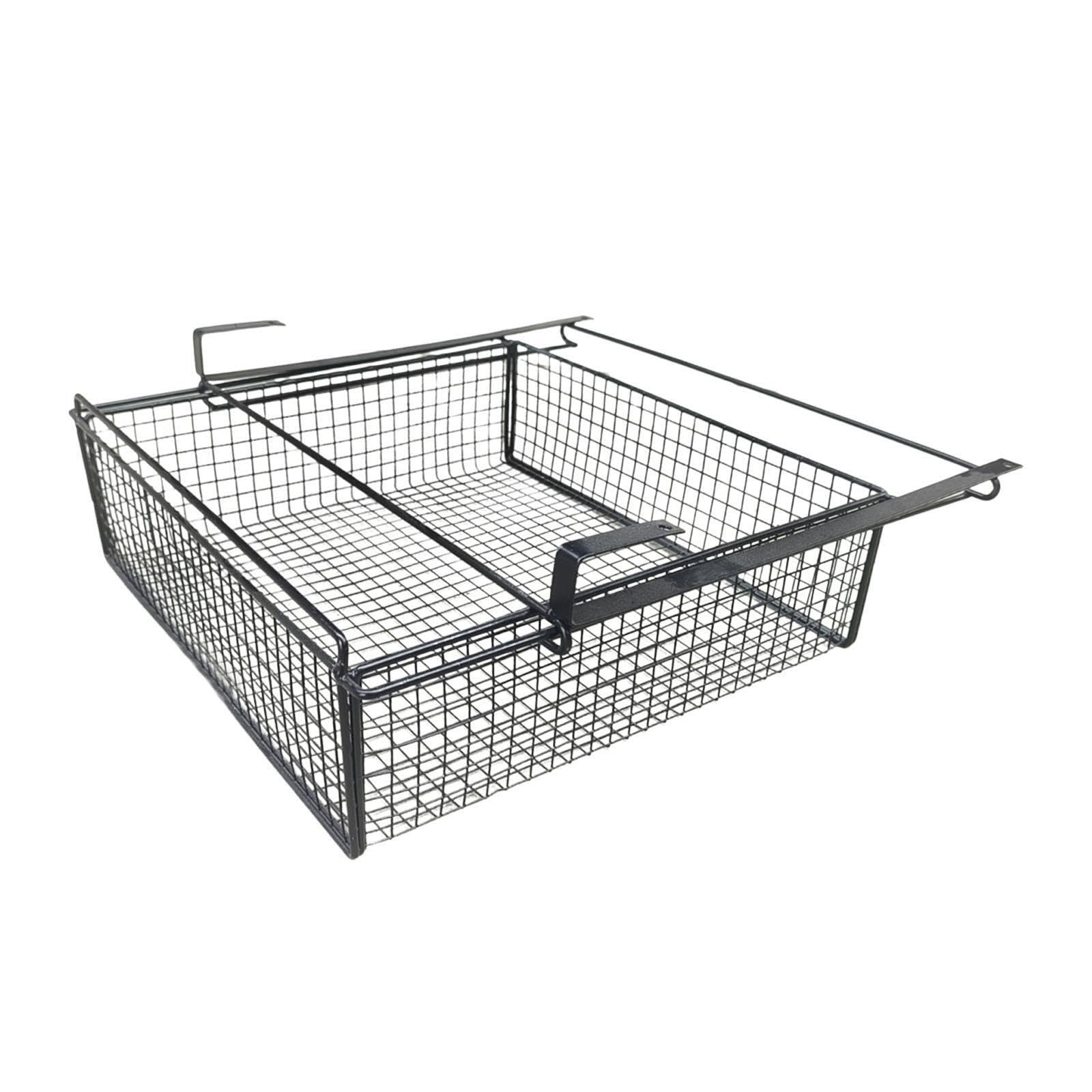QLECXZI Space Saving Iron Organizer Drawer Basket Bin For Bathroom Office And Practical Closet Solutions Equipped With Smooth Drawer Rails Maintain Smoothness , black , L
