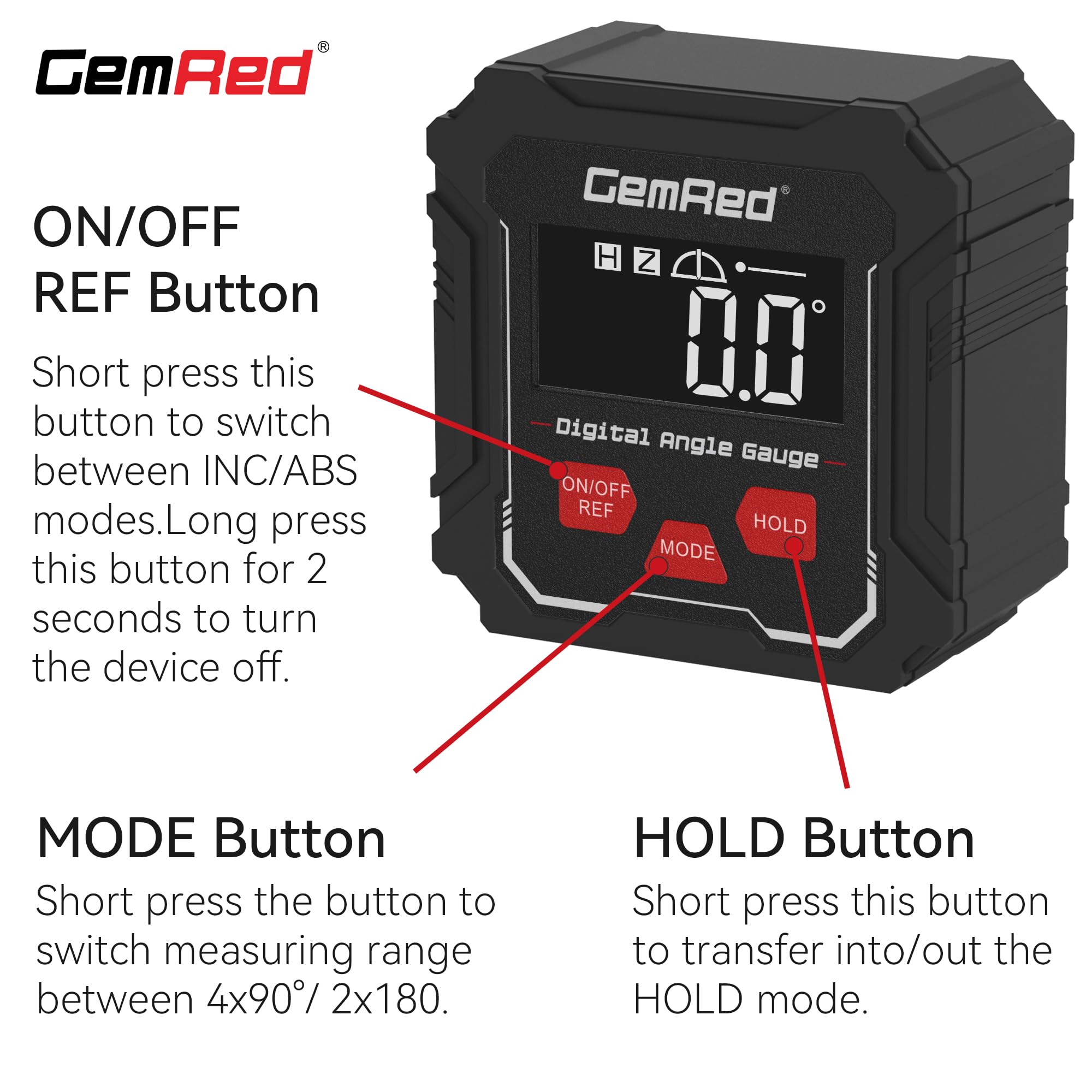 GemRed Digital Angle Gauge - Precise Measurement -3