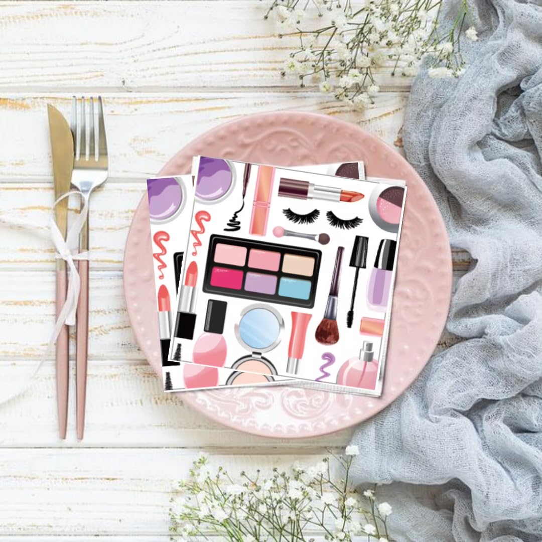 Wanna Party Glitz and Glam Makeup Party Napkin | Pack of 20 | Girls Party | Baby Shower | Birthday Gift Return | Kitty Party| Babygirls Birthday decoration Party | 2
