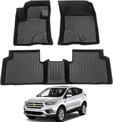 Alfombrillas de goma para todo tipo de clima, compatibles con asientos de banco Ford Explorer 2011-2014 (sin asiento de cubo), el juego completo