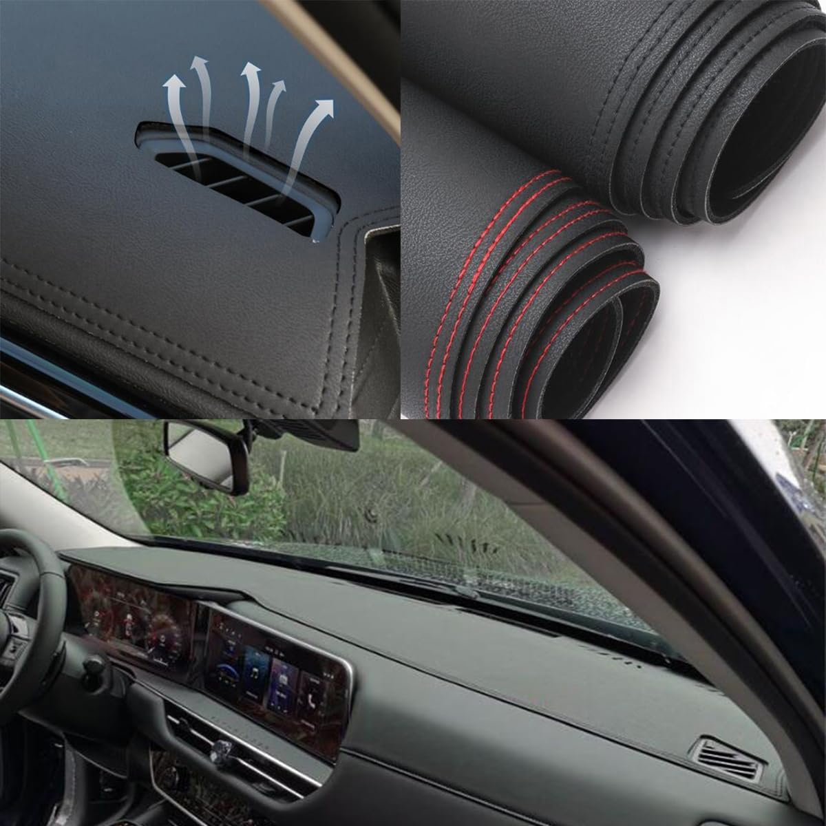 Black Leather Style Dash Mat Dashboard Cover Dash Cover Mat Dash Pad Compatible for Nissan Pathfinder Concept 2023 2024 2025（ No for Nissan Pathfinder）
