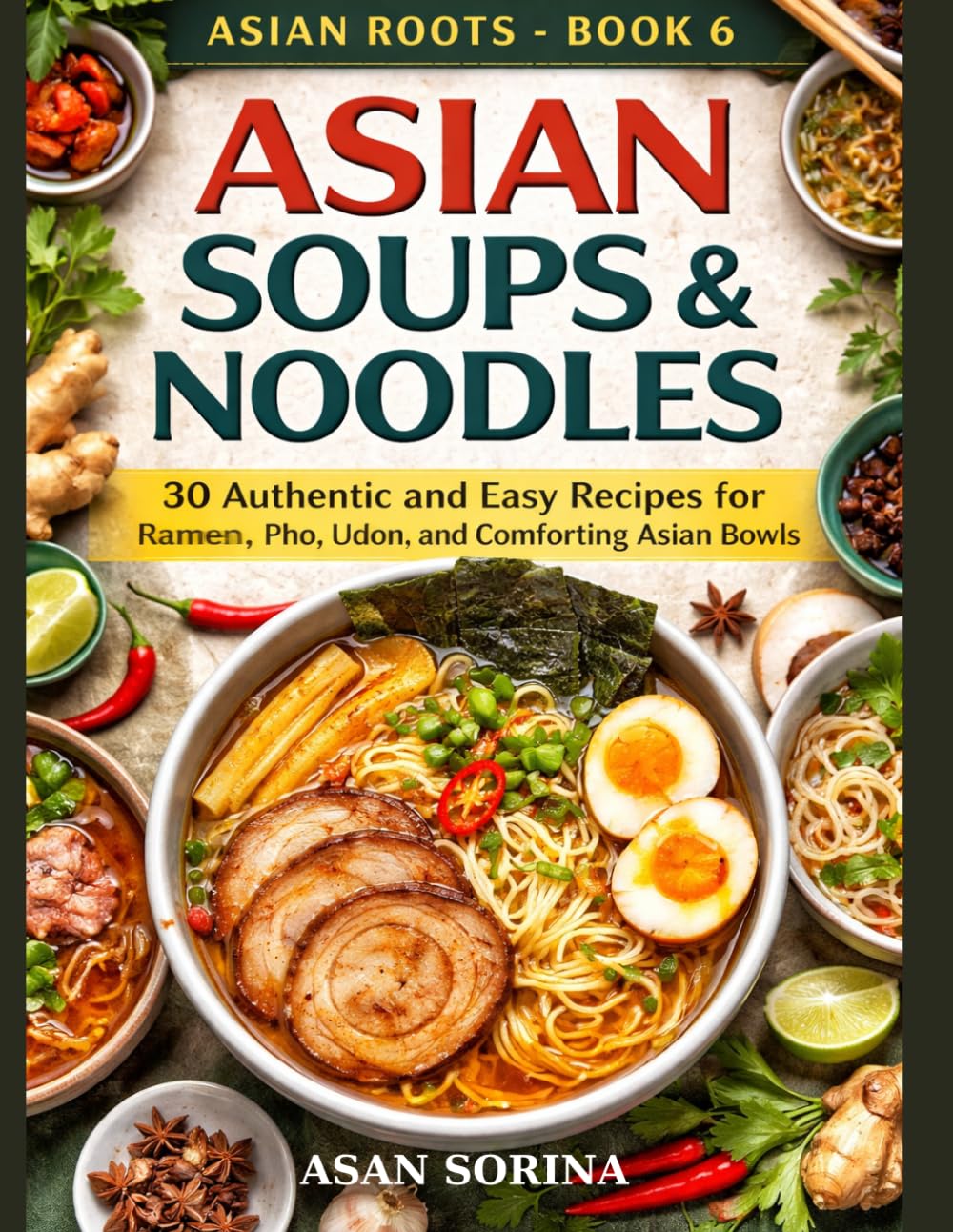 Asian Roots – Book 6: Asian Soups & Noodles: 30 Authentic and Easy Recipes for Ramen, Pho, Udon, and Comforting Asian Bowls