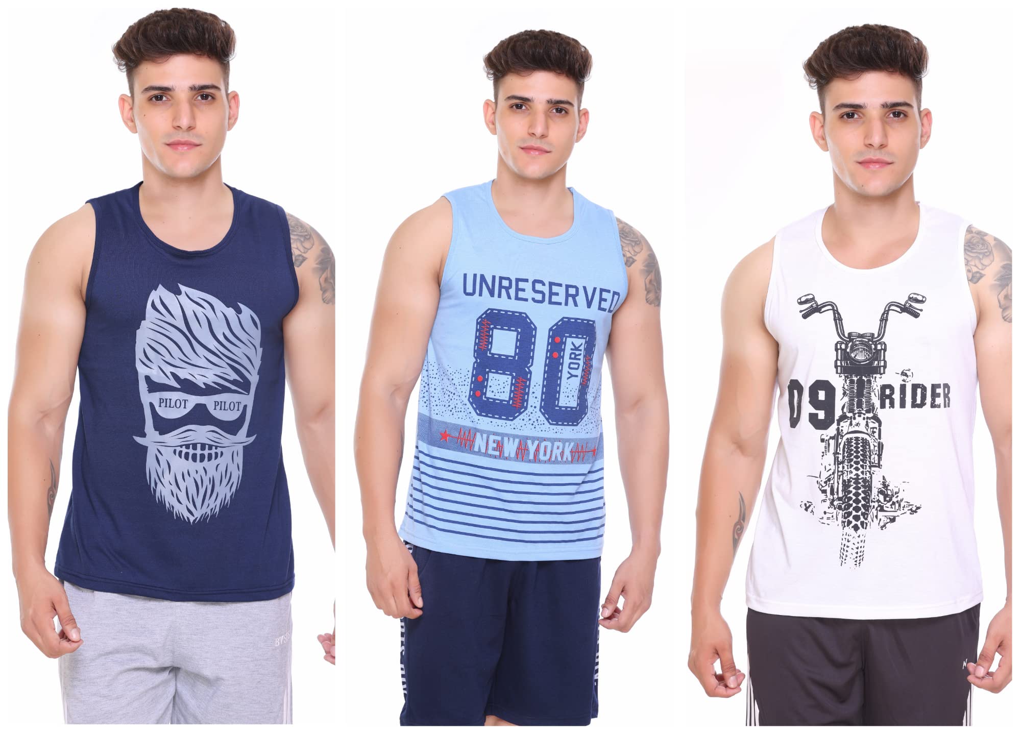 tollfree Sleeveless Vest for Men - Gym T Shirts || Tank Top Sando || Workout Tshirts || Sports Vest || Goa Beach Wear Swimming T-Shirt || Running Tops || Gym Vest for Men || (Pack of 3)-picture-15