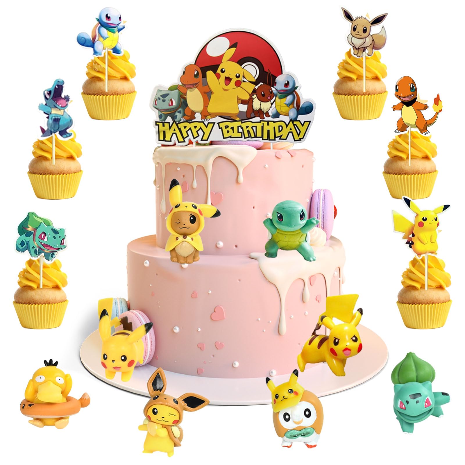 57 PCS Tortendeko Geburtstag Kinder,Tortendeko Figuren,Kuchen Deko,Happy Birthday Cake Topper Cupcake,Tortendekoration Kinder für Jungen/Mädchen