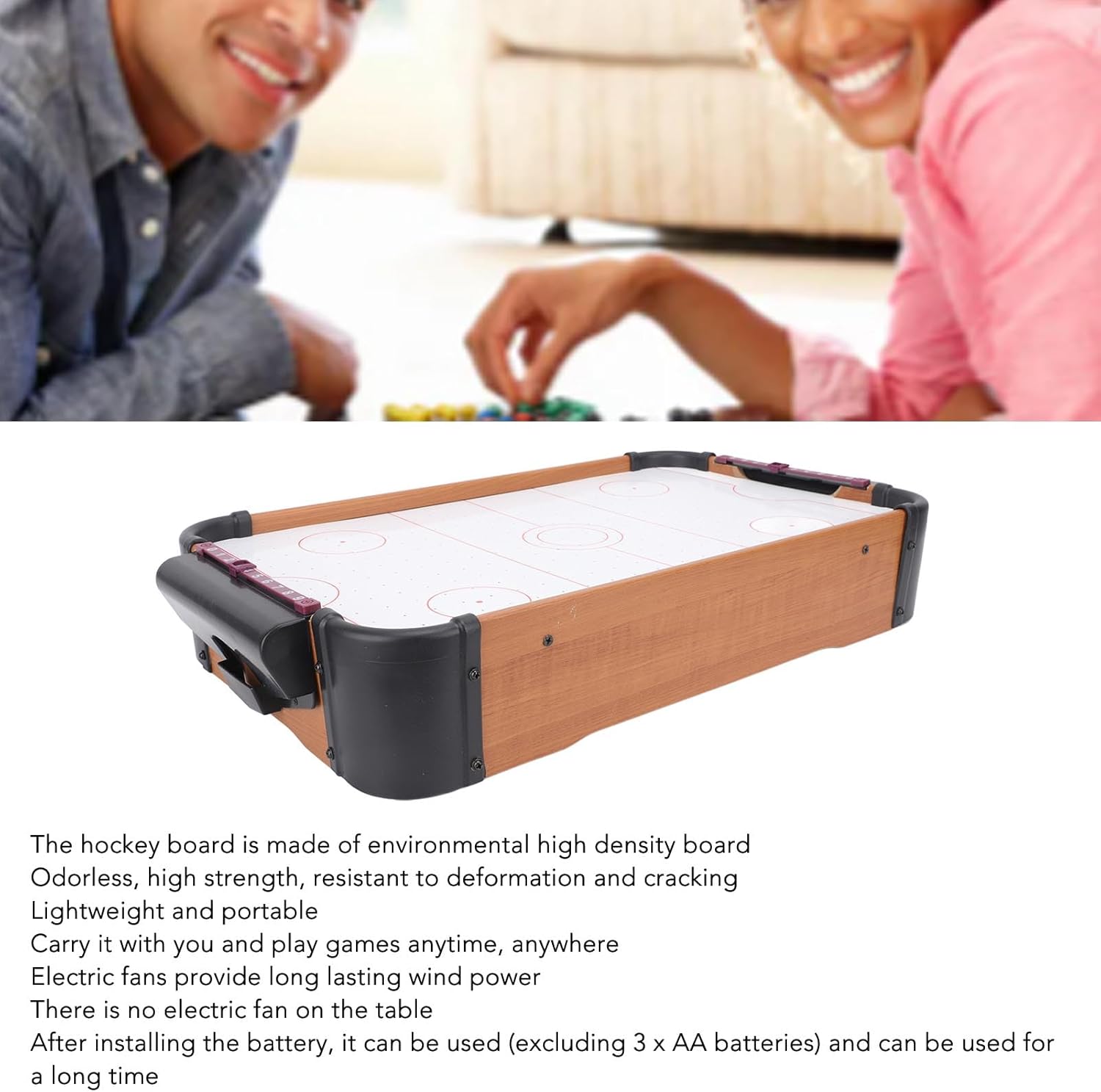 Alomejor Wooden Mini Table Top Air Hockey Game Set Perfect Entertainment MDF Material Indoor Games with Convenient to Carry