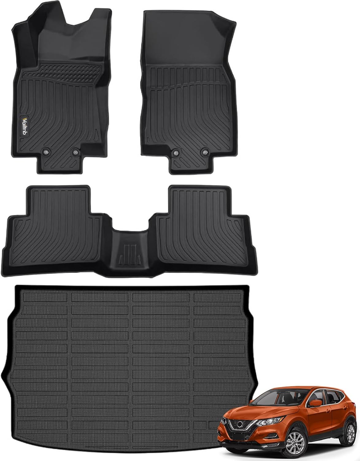 Wailtnb- Floor Mats & Cargo Liner Set Custom Fit 2017-2022 Nissan Rogue Sport Cargo Tray Highest Position All Weather Floor Liners for Nissan Rogue Sport Cargo Liner Mat Accessories for Rogue Sport