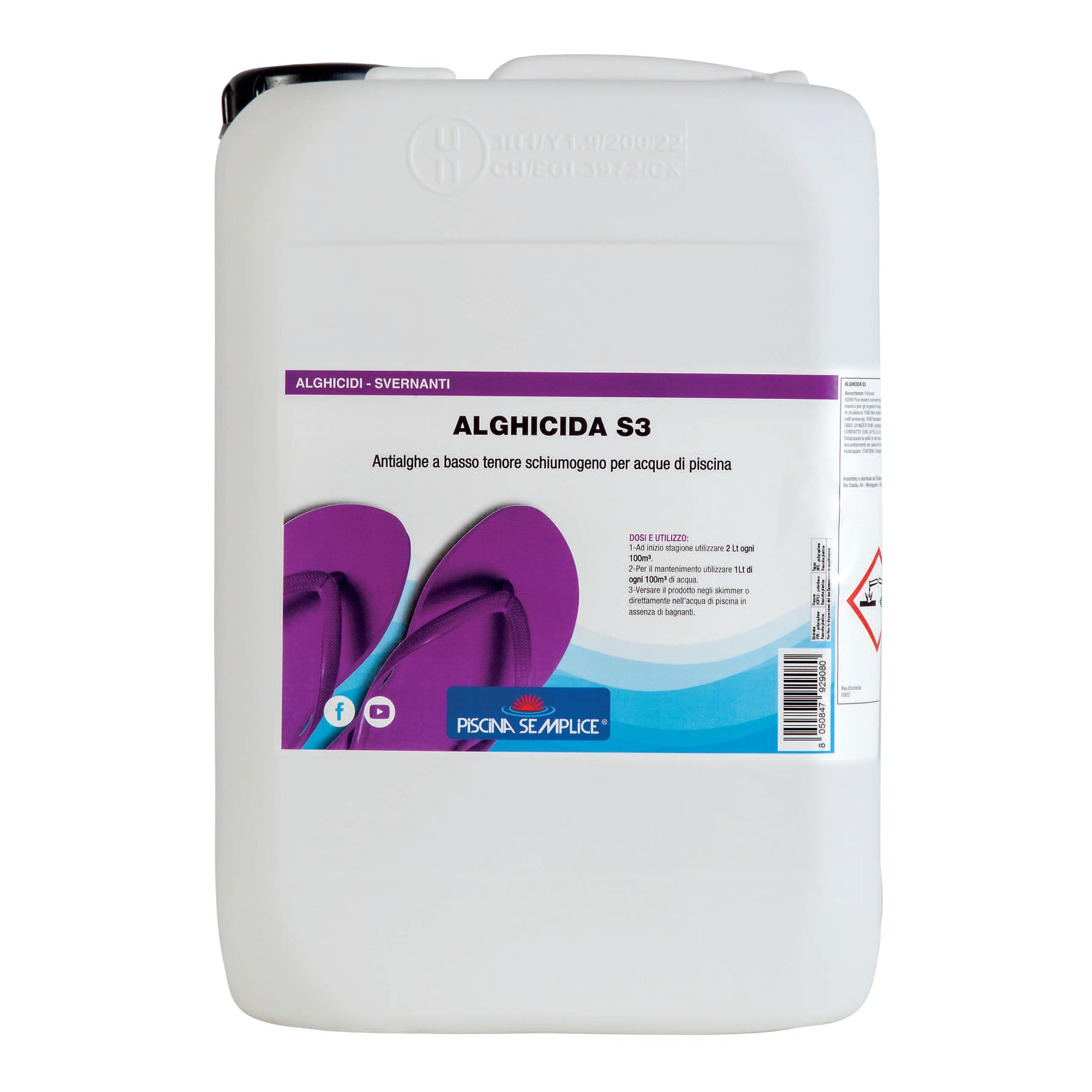 PISCINA SEMPLICE - Alghicida S3 Liquido, Ideale per Prevenire le Alghe In Piscina, Formato Da 10 Kg