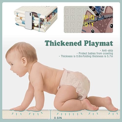 Miniatura 5 de Alfombra de Juego Plegable Para Gatear Alfombra de Juego Extra Grande Para Bebé Alfombra de Juego Impermeable no Tóxica Antideslizante Reversible