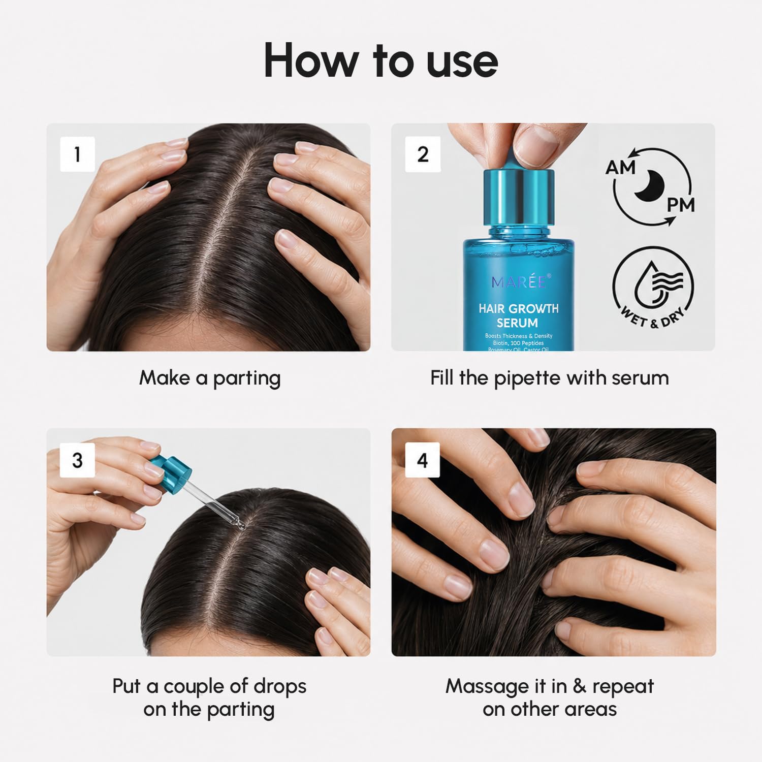 MAREE Hair Growth Scalp Serum with Caffeine, Peptides, Rosemary & Castor Oil