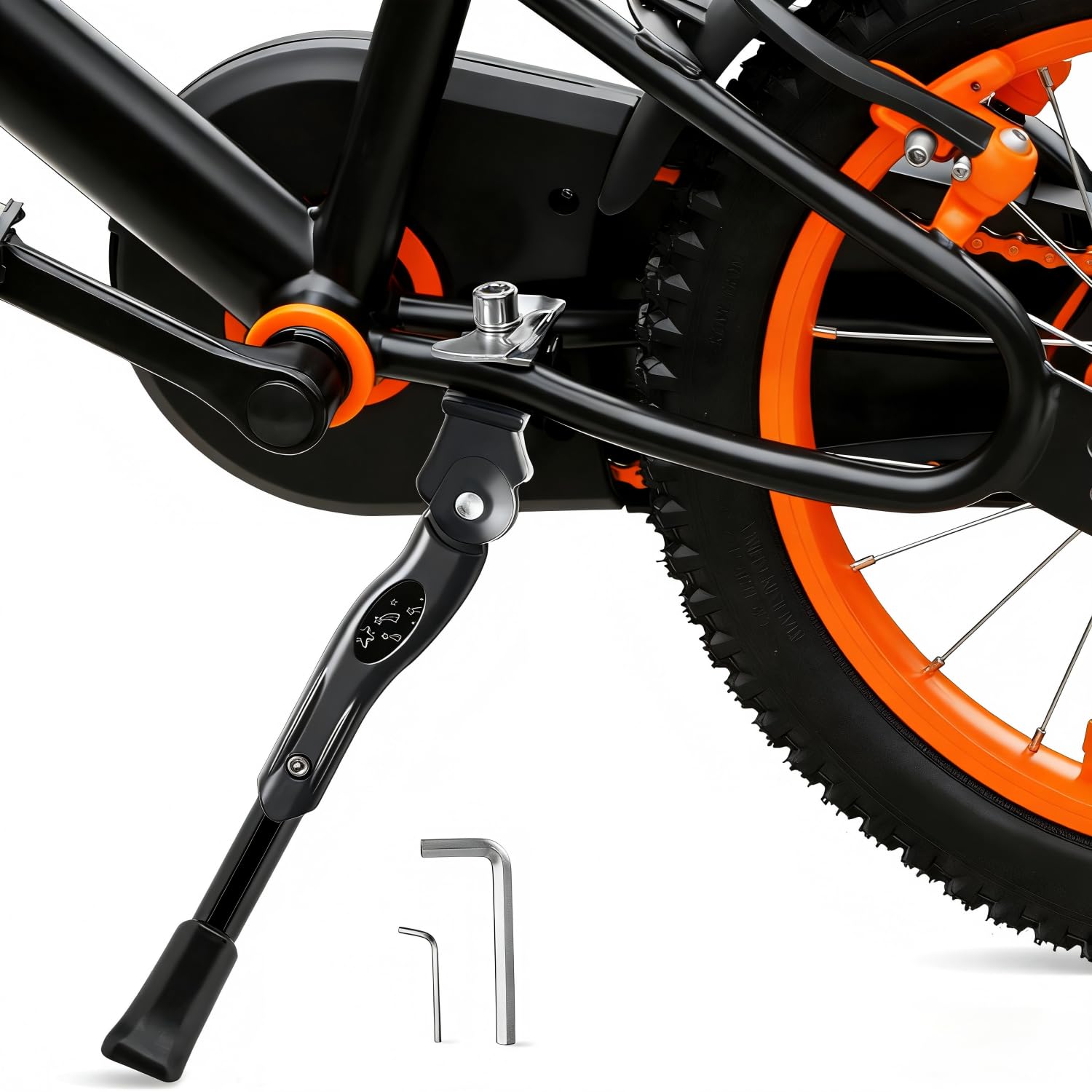 Béquille de vélo en alliage d'aluminium robuste et réglable pour VTT enfant noir