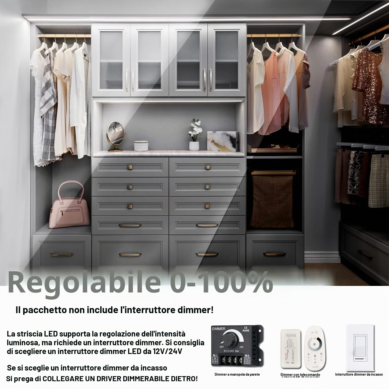 JOYLIT 24V Striscia LED 5 Metri 15000LM Alta Luminosità CRI 92+ 5000K Bianco 120W, CE UL PRO 1120LEDs SMD 2835 Adesivo Nastri Luci Luminoso, Flessibile Light Strip per Commerciale, Casa