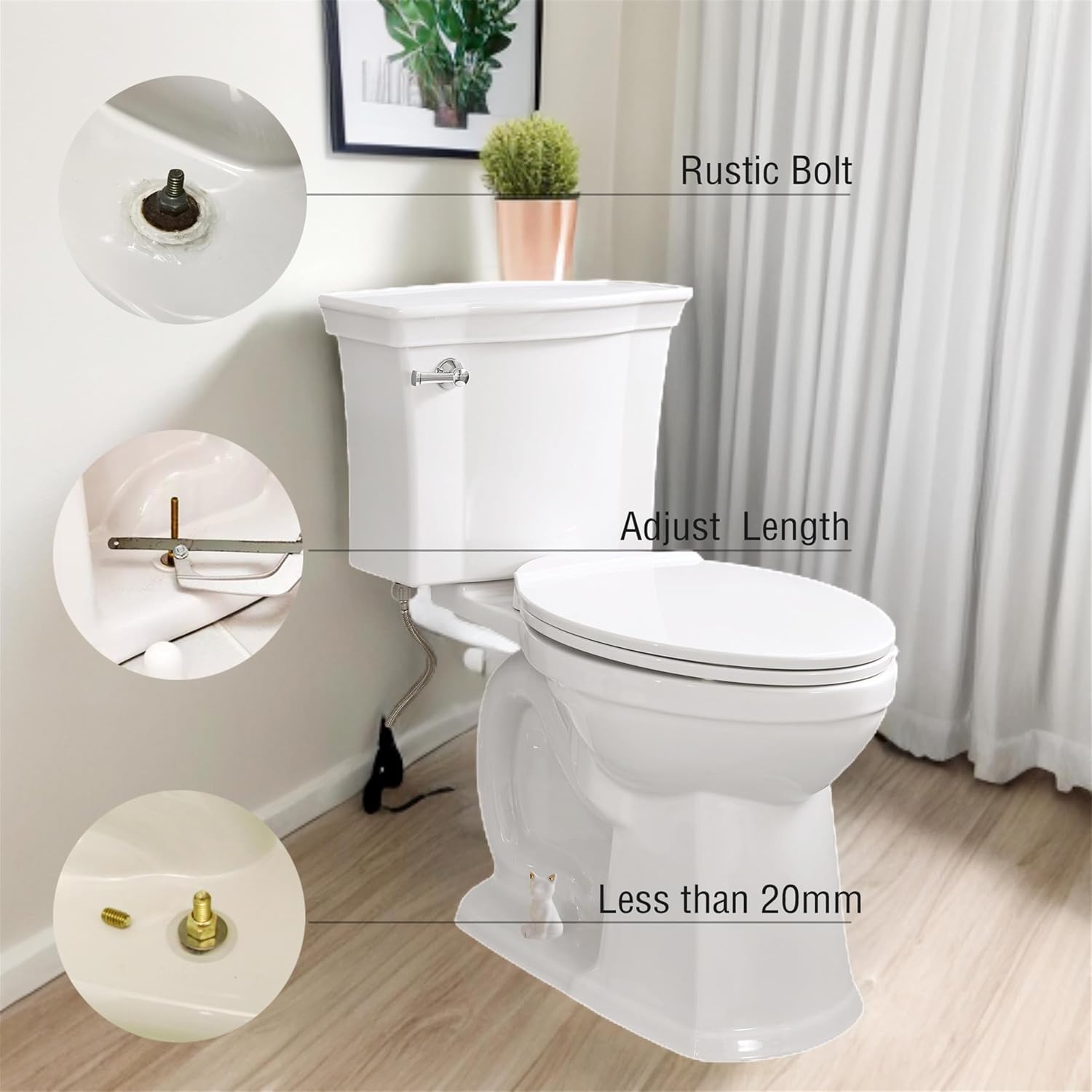 FKOG Ceramic White Cat Toilet Bolt Caps, Toilet Floor Bolt Covers, Toilet Replacement Parts Bathroom Decorative Accessory Universal Fit & EASY TO INSTALL (Cat) image 5
