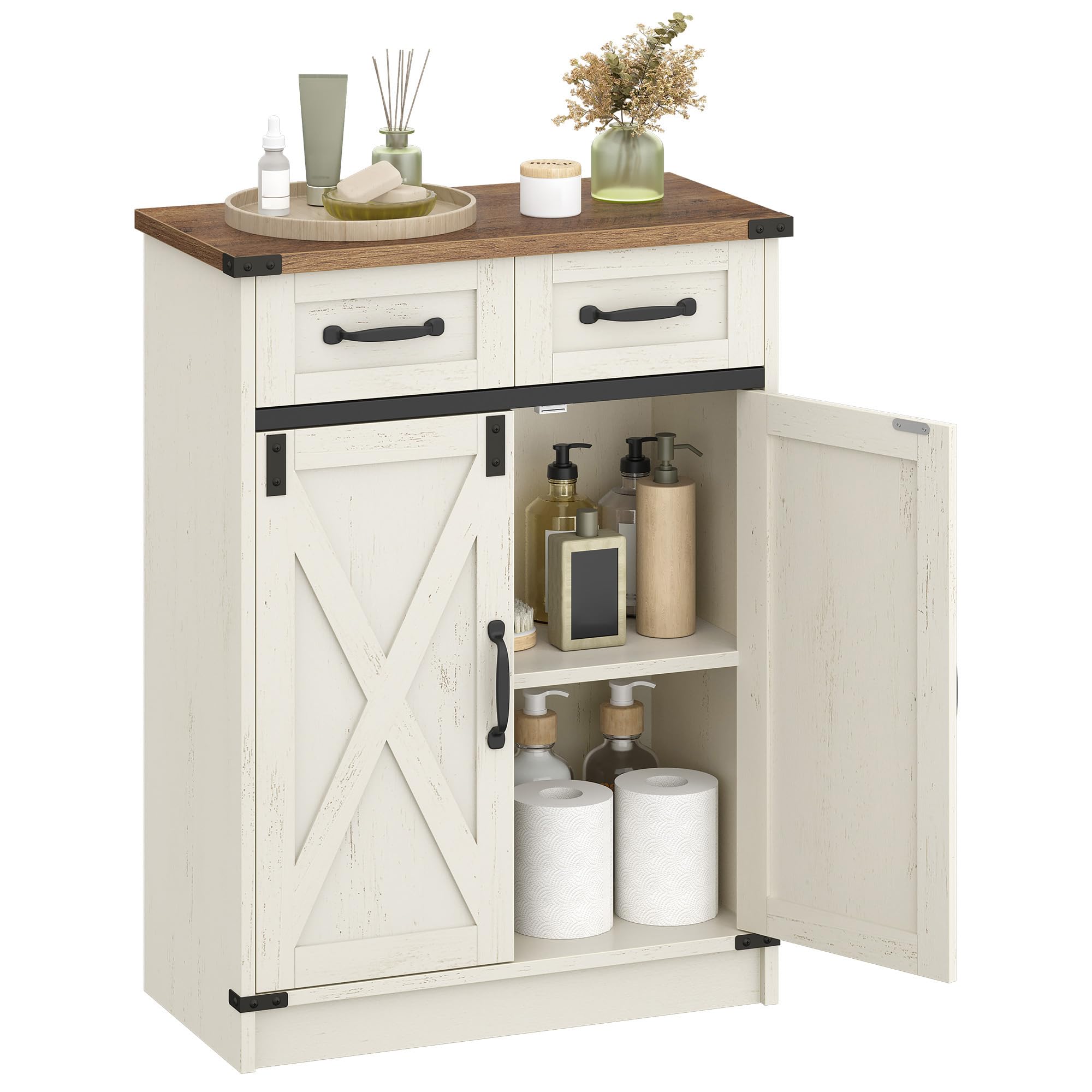 Hzuaneri Meuble de Salle Bain, Meuble de Rangement avec 2 Tiroirs