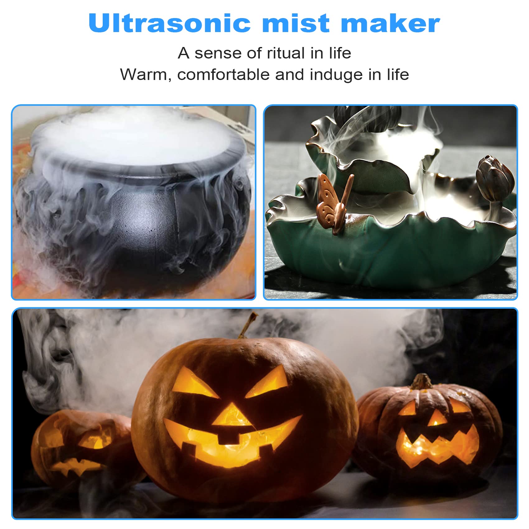 2 Pcs Nebulizzatore per, Ultrasonic Mist Maker, Umidificatore Incubatore Industriale 24 V Atomizer Umidificatore d'Aria per di Halloween e vaso di streghe, Natale