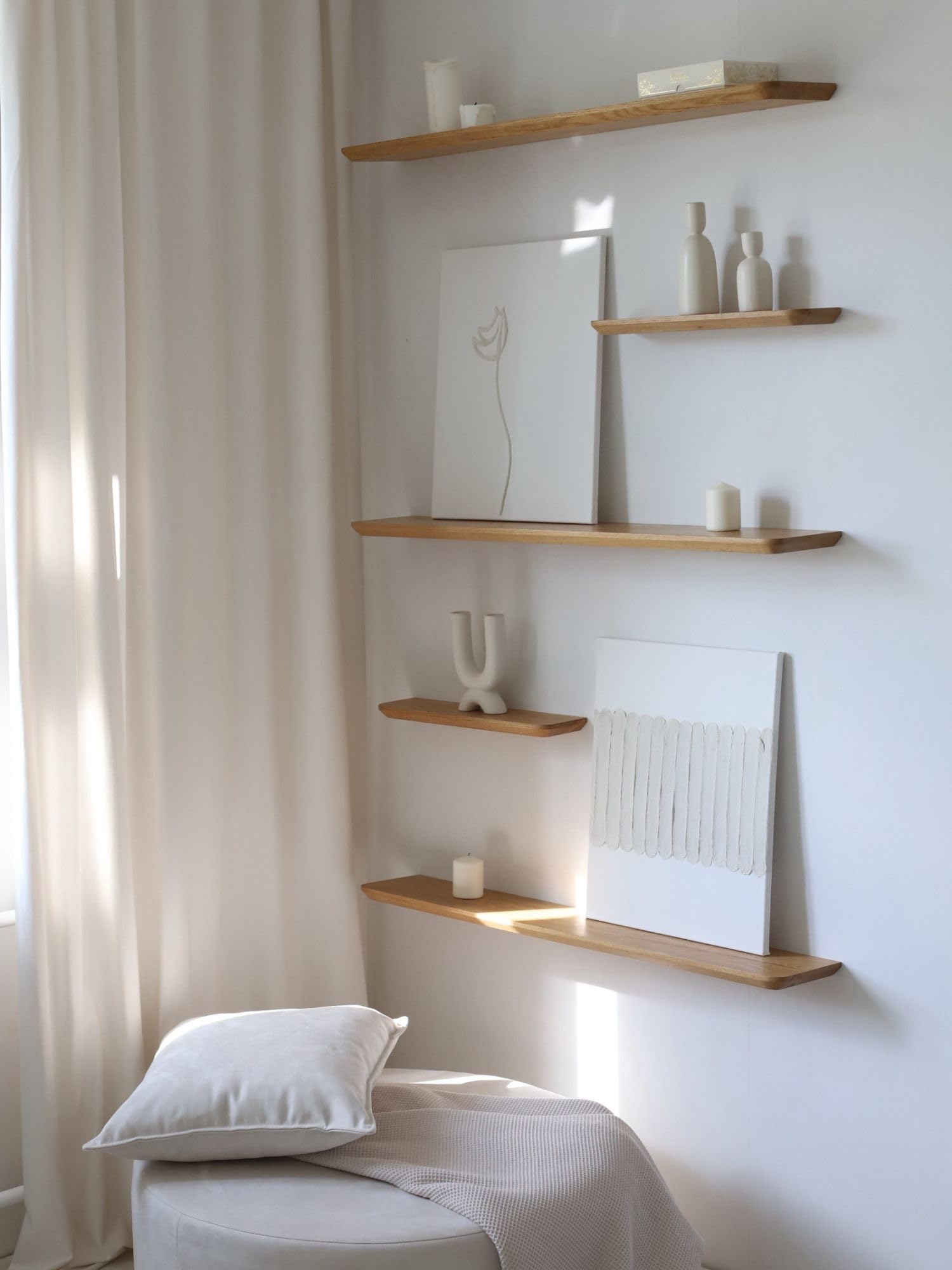 BestLoft Wandregal Holz Schweberegal Schweizer Kante Regal Küche Bücherregal Wand Wandboard Floating Shelves wall Shelf Wandregal schmal Holzregal (17 Zentimeter Tiefe, 80 Zentimeter Breite)