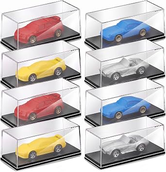 8 Pcs 1/64 Display Case Acrylic Model Cars Display Case 4.17 x 1.81 x 1.81 Inches Clear Plastic Vehicles Toy Cars Storage Collectors
