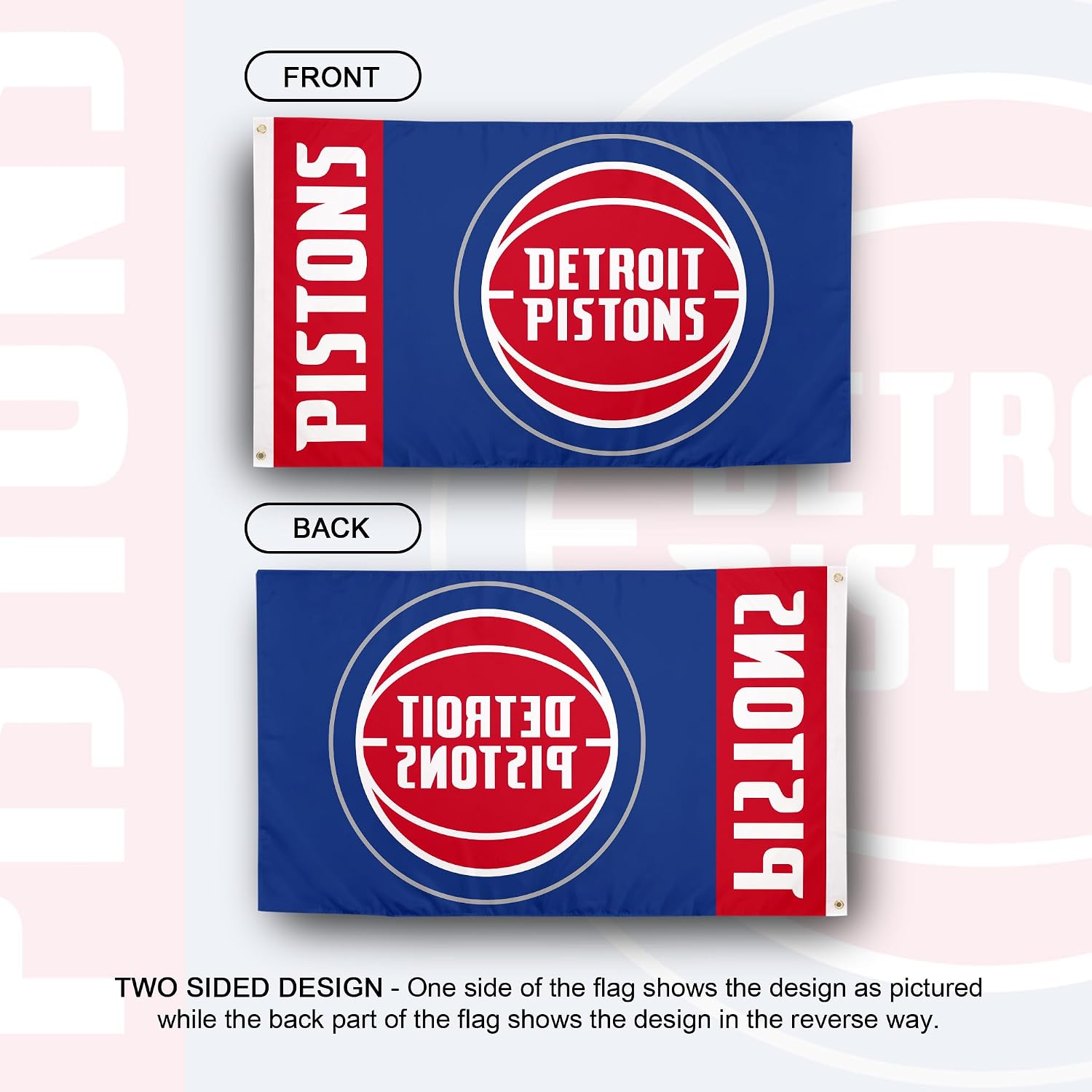 Desert Cactus Detroit Pistons Flag NBA National Basketball Association 100% Polyester Indoor Outdoor 3x5 feet Team Flags (Team Name)