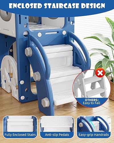 Miniatura 7 de XJD Tobogán para Niños Pequeños, Tobogán 13 en 1 para Niños Pequeños, Nueva Actualización con Set de Golf, Aro de Baloncesto, Pizarra de Dibujo