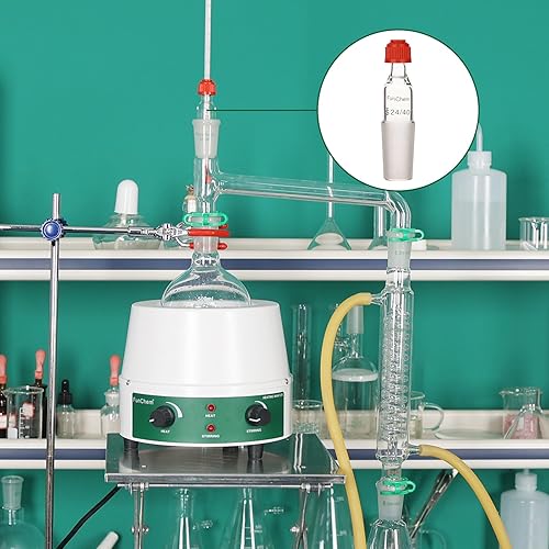 Miniatura 6 de FunChem Glass Thermometer Inlet Adapter for Distillation Apparatus, Thermometer Adapter with 24/40 Inner Joint, 80mm Height, 1 Pack