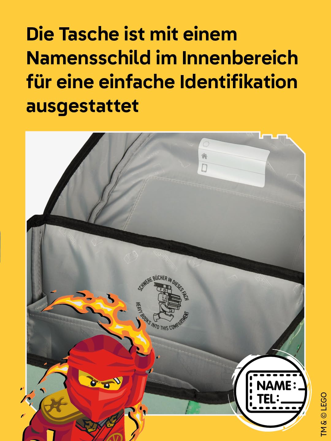 LEGO® NINJAGO® Schulranzen Jungen 1. Klasse Spinjitzu Master – 3-teiliges Easy Light Schulranzen Set mit Rucksack, Federmäppchen Junge & Turnbeutel – leicht & reflektierend