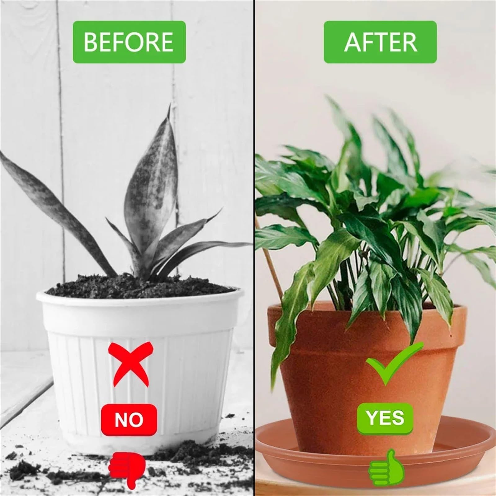 Juego de 5 platillos for plantas, redondos, con goteo, bandejas de PP más gruesas for plantas, macetas for interiores y exteriores, suministros for el jardín del hogar Bandeja Para Macetas(5Pcs Brown