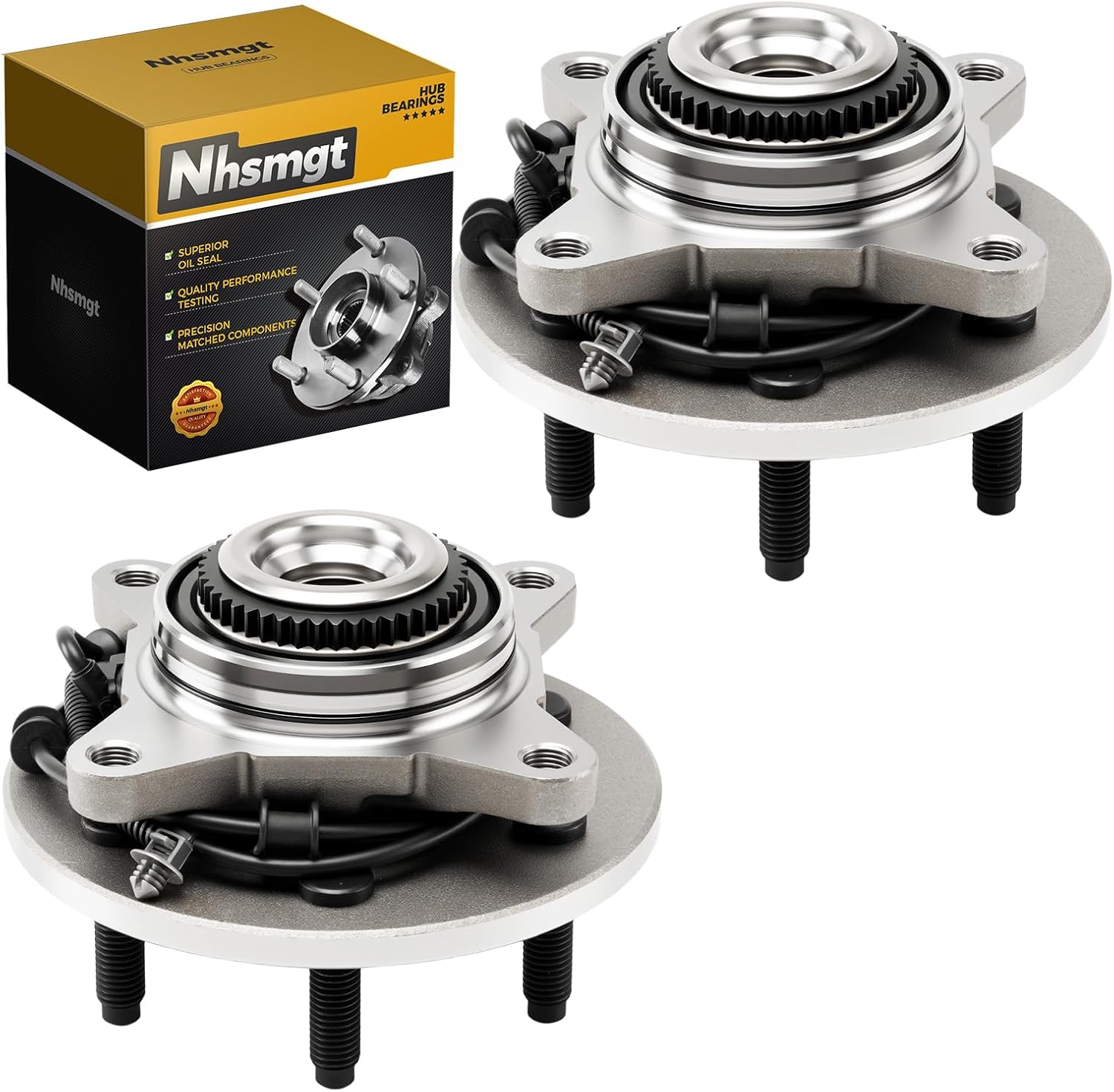 2X 515046 4WD Front Wheel Bearing Hub Assembly Compatible with Ford F150 2004-2005, for F-150 Heritage 2004 4x4 6 Lug with ABS