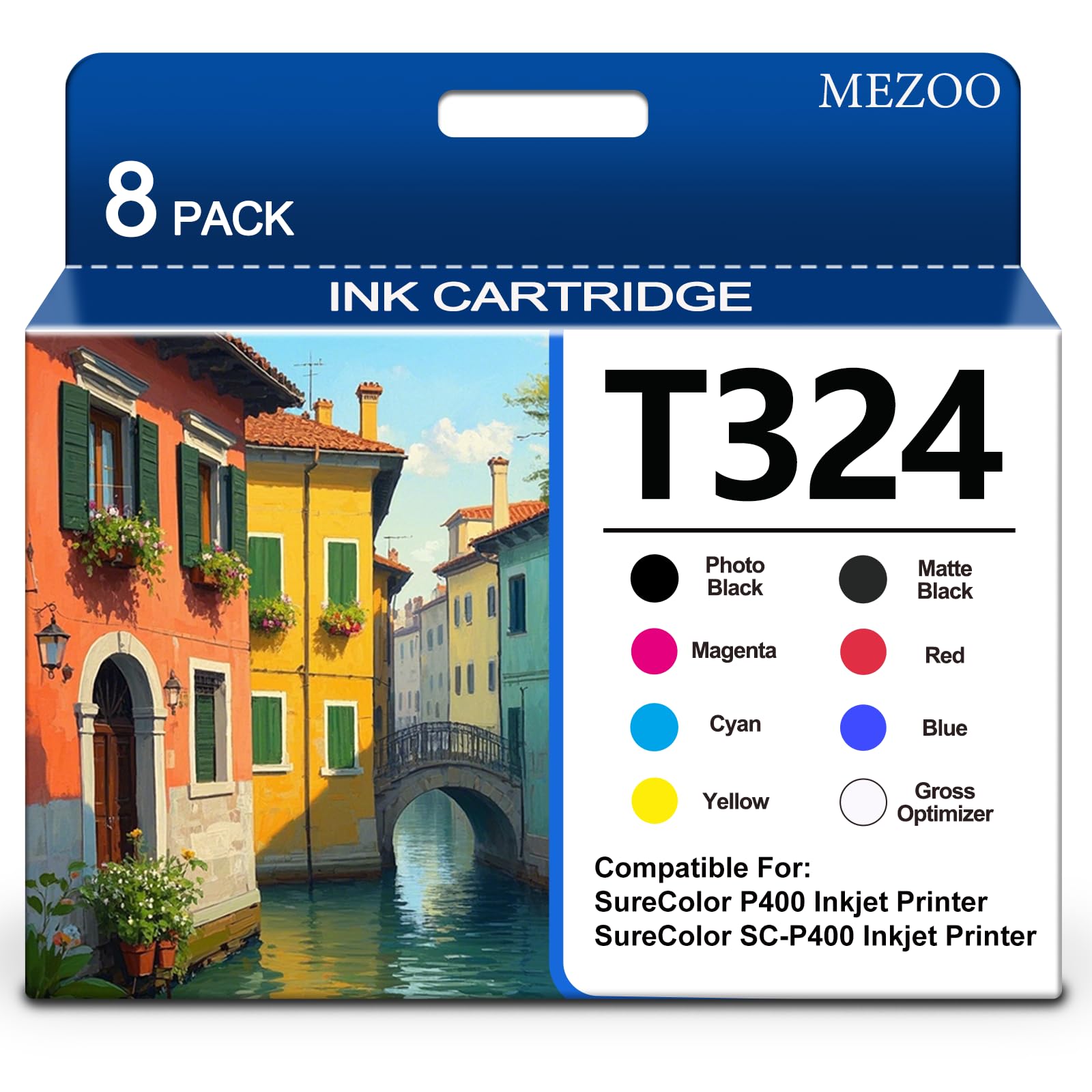 MEZOO Remanufactured 324 T324 Ink Cartridge UltraChrome HG2 Ink T3240 T3241 T3242 T3243 T3244 T3247 T3248 T3249 Compatable for SureColor P400 SC-P400