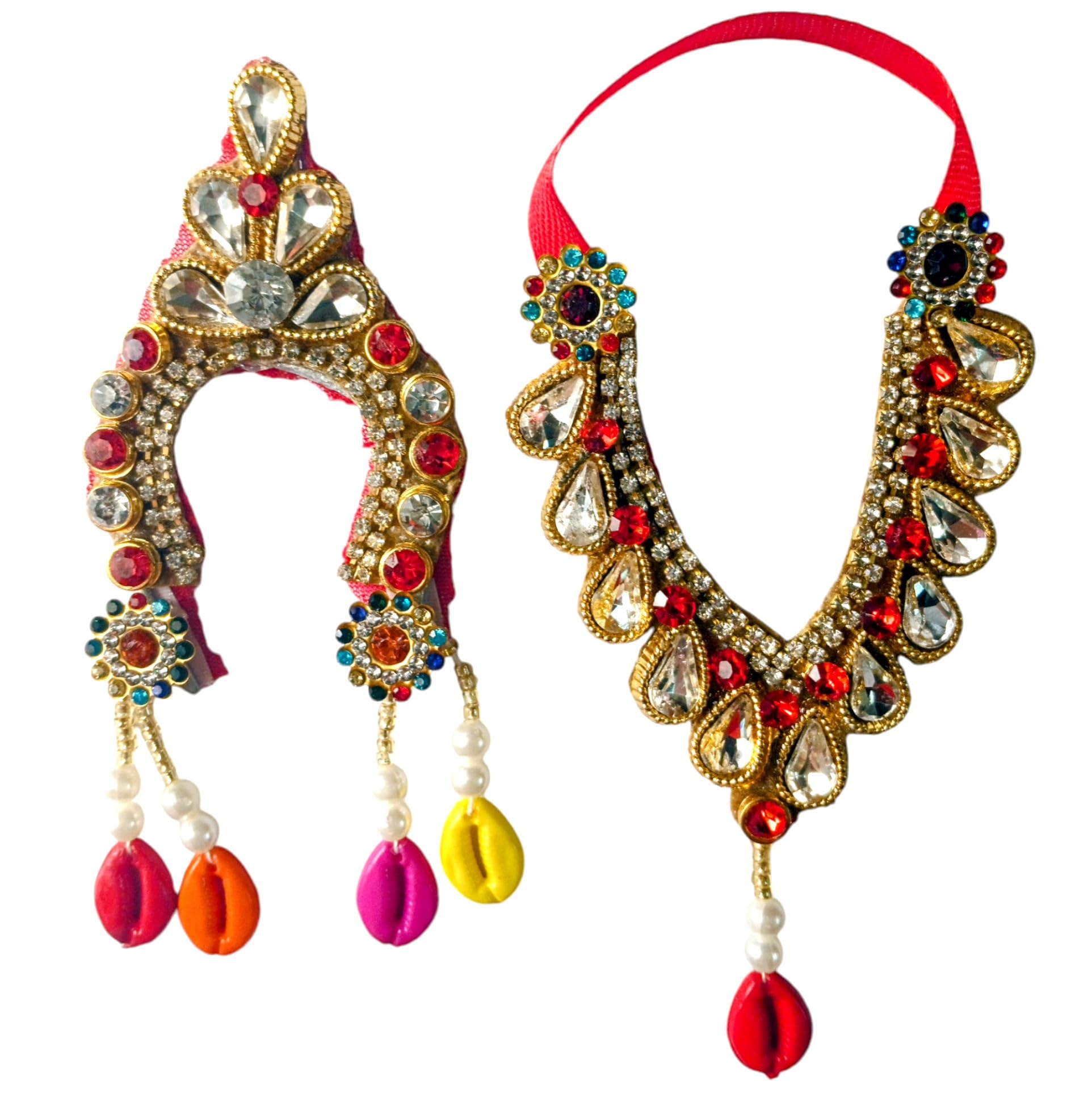 Aditya Creation Designer Chandrika(mukut) and Mala for Radha Rani/Devi Maa, Laxmi Maa,Durga Ji / 2Pcs Set (Size 2-4)(Multi)-image-18