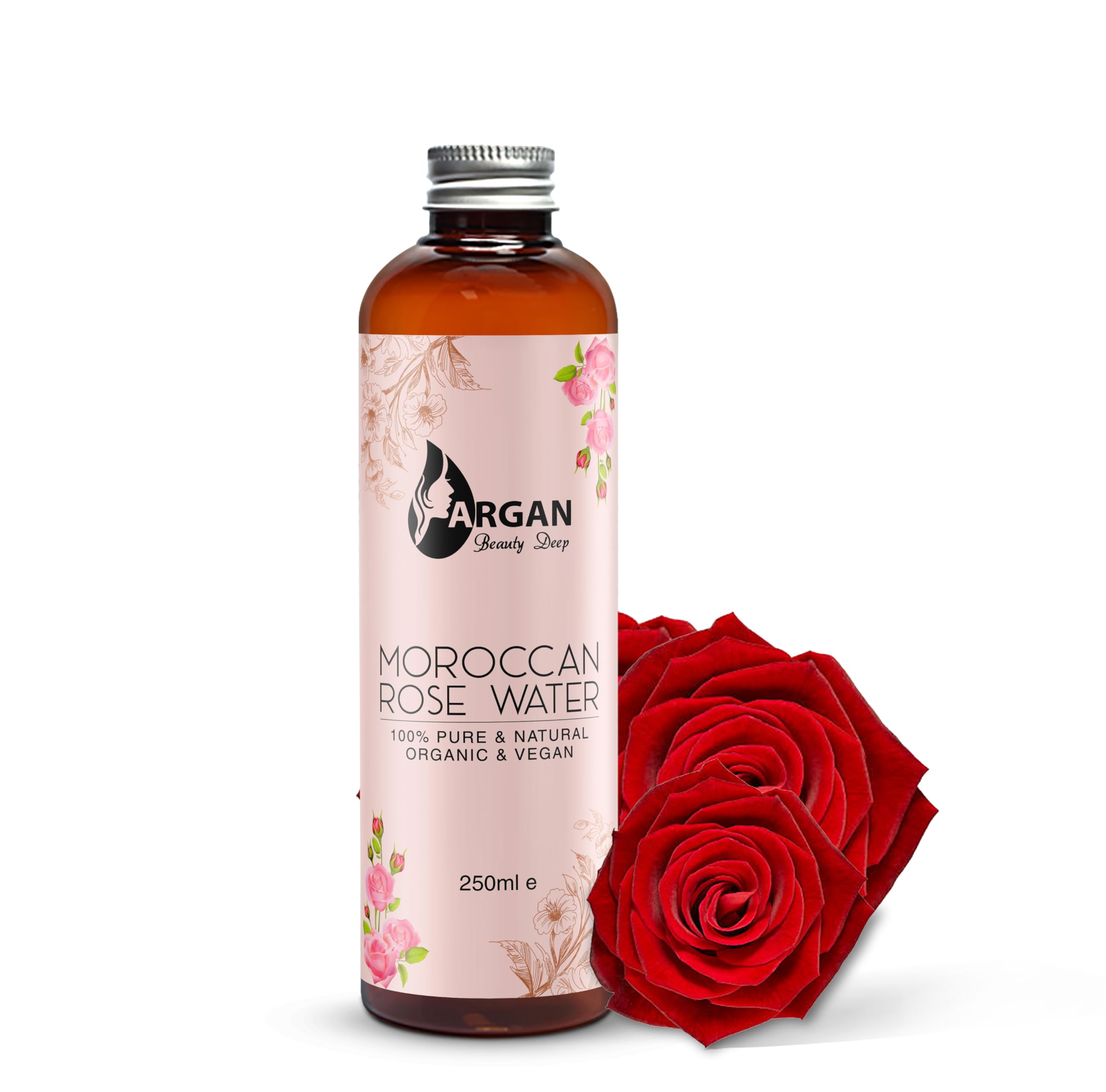 Pure Morrocan Rose Water for face | Large 250ml |Facial Toner| Natural Hair Conditioner| Vegan, Responsibly Sourced | Anti Aging Skin Care | Soothes, Oily Skin, Tones & Brightens