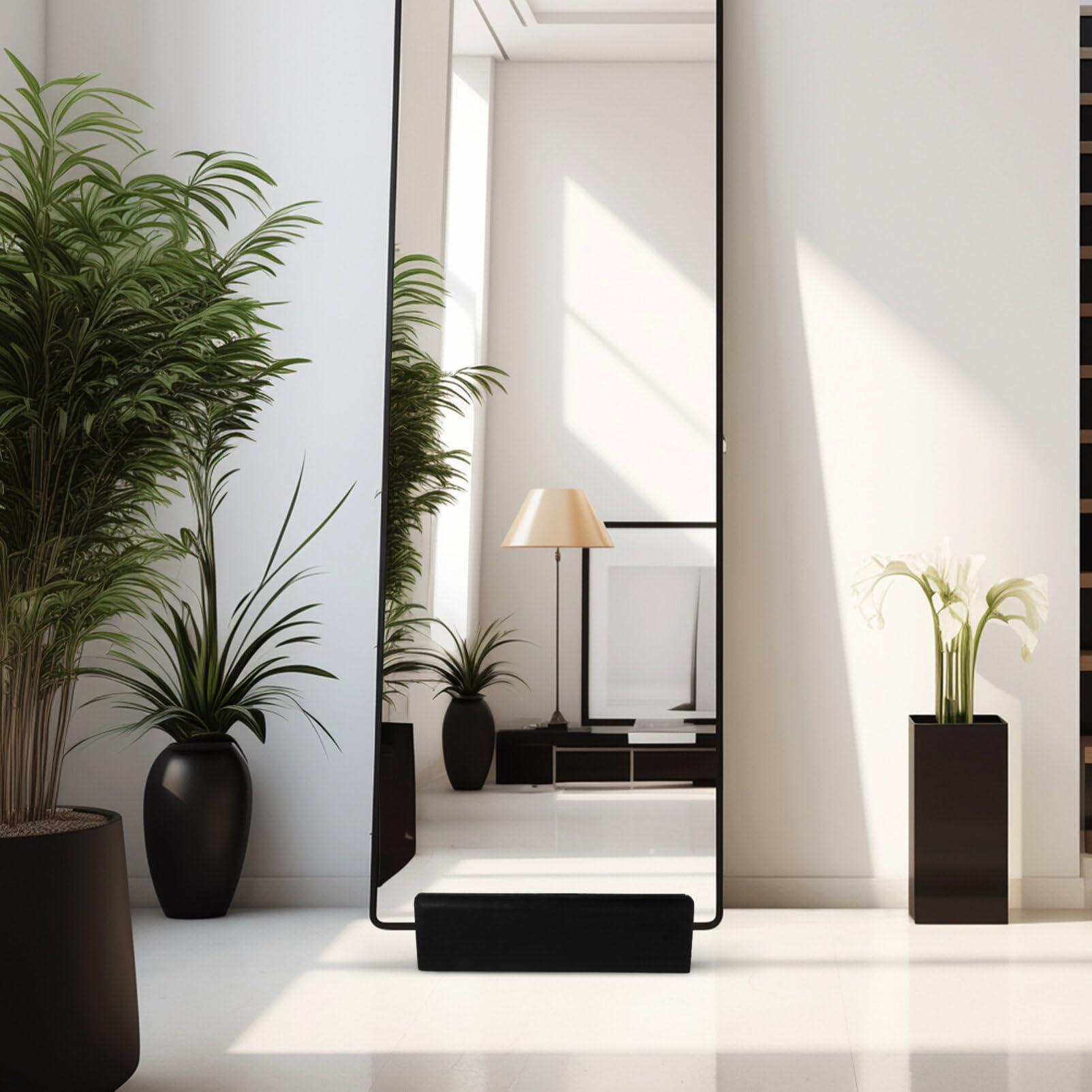 DOITOOL Support De Miroir Complet En Bois Antidérapant - Support De Miroir Pleine Longueur - Support D'œuvres D'art - Support De Miroir De Sol - 30 Cm - 10