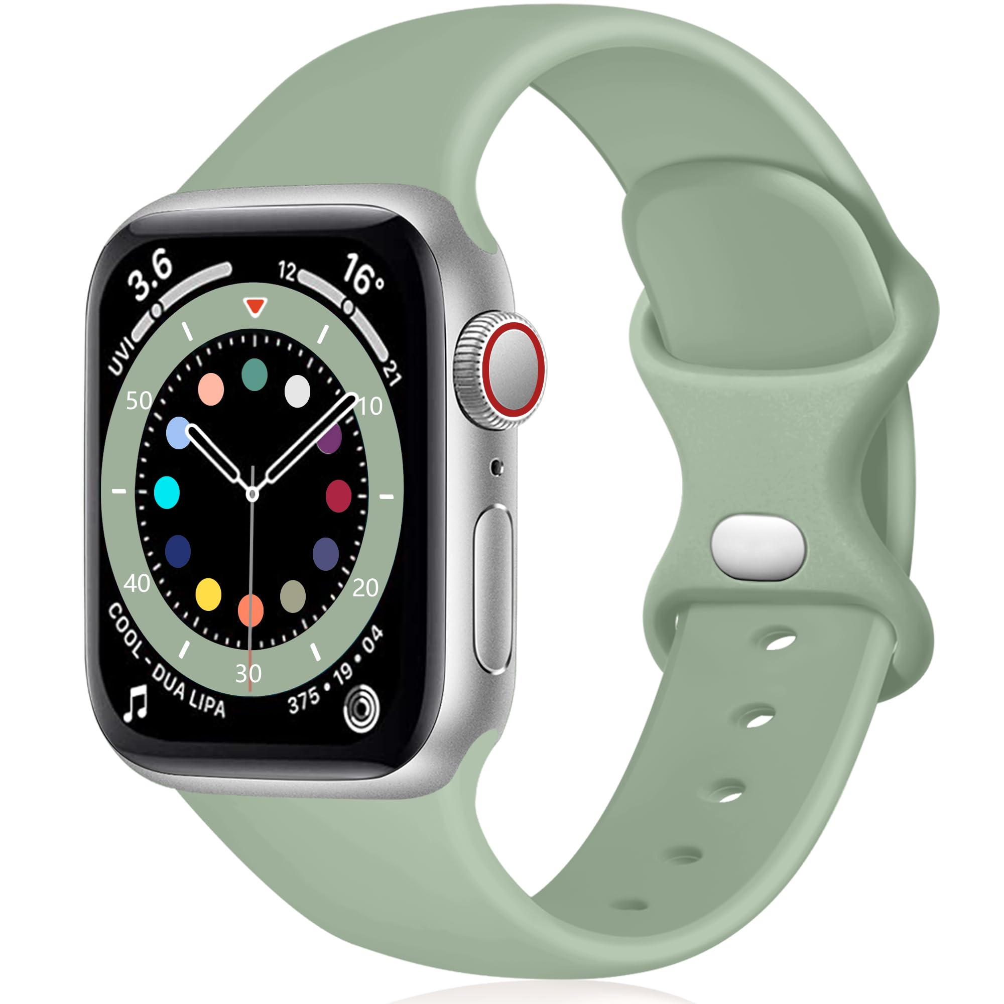 EpovaSilicone Strap Compatible with Apple Watch Strap 40mm 38mm 41mm, Replacement Straps for iWatch SE Series 9 8 7 6 5 4 3 2 1, MintGreen, Large