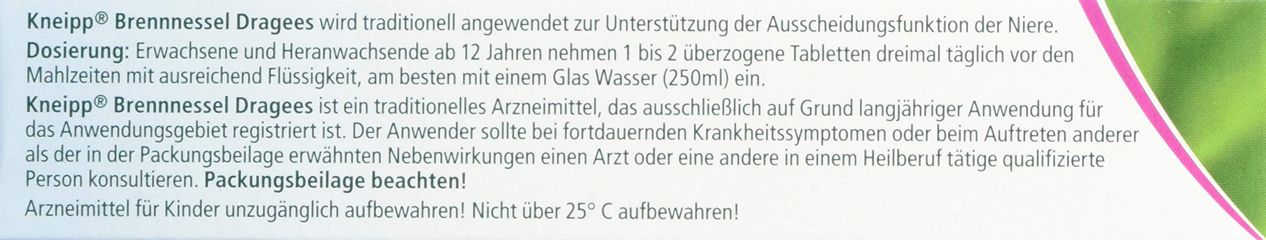 Kneipp Brennnessel Dragees natürlich durchspülend, 90 pz Compressa