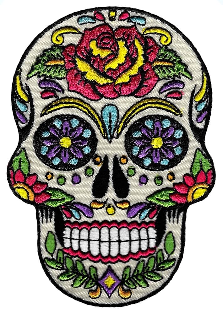 Amazon.com: Sugar Skull Calavera Patch Embroidered Iron-On